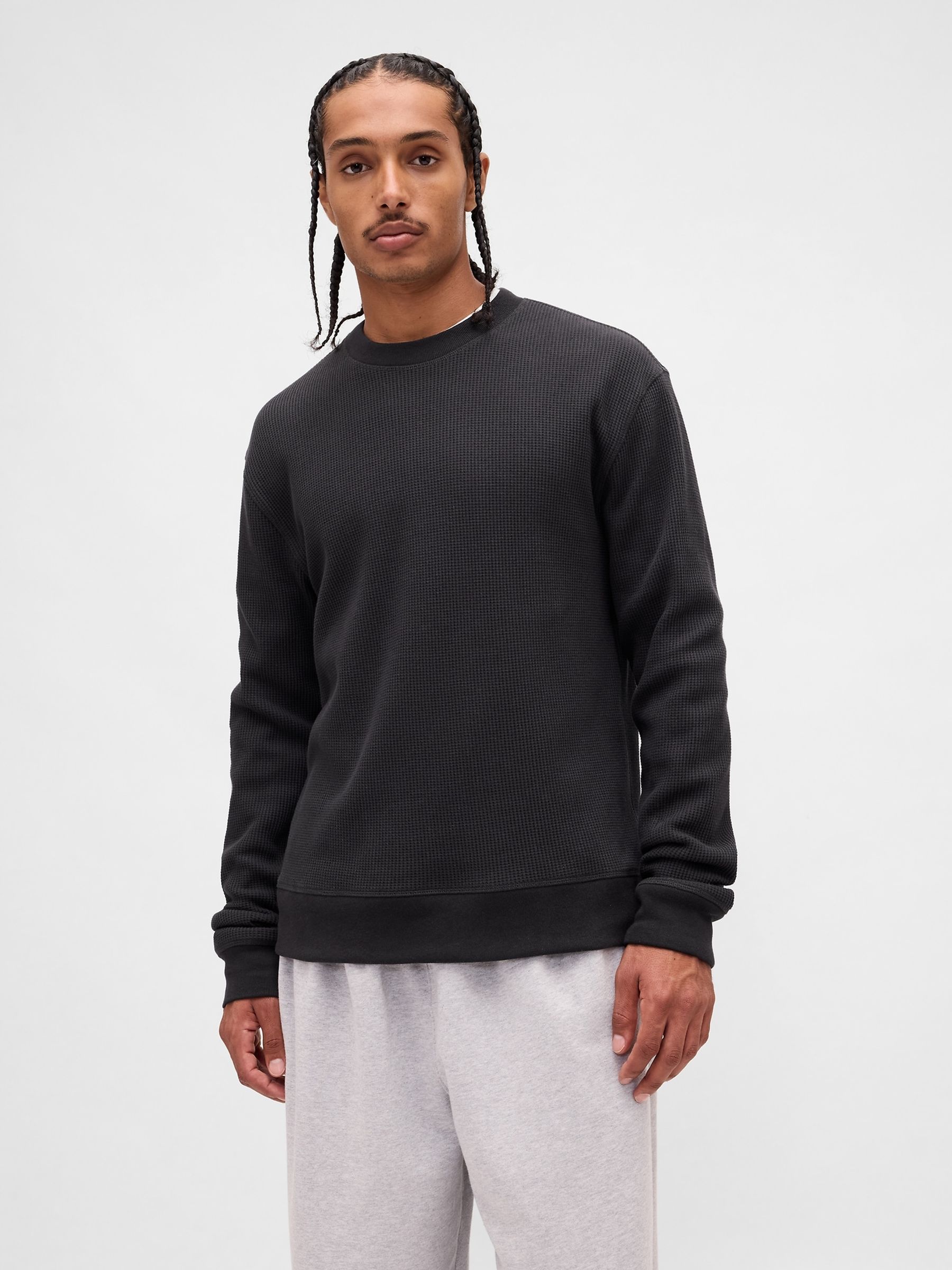 Black Heavyweight Thermal Oversized T-Shirt - Image 1 of 4 Black Heavyweight Thermal Oversized T-Shirt - Image 1 of 4