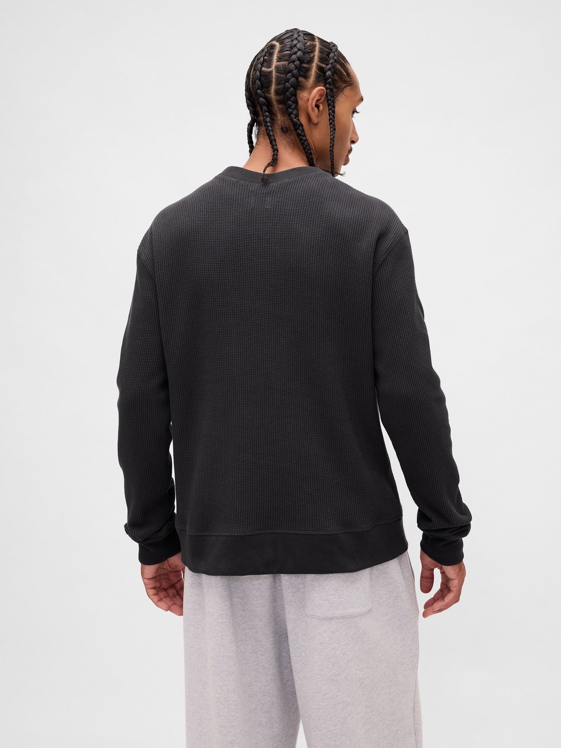 Black Heavyweight Thermal Oversized T-Shirt - Image 2 of 4 Black Heavyweight Thermal Oversized T-Shirt - Image 2 of 4