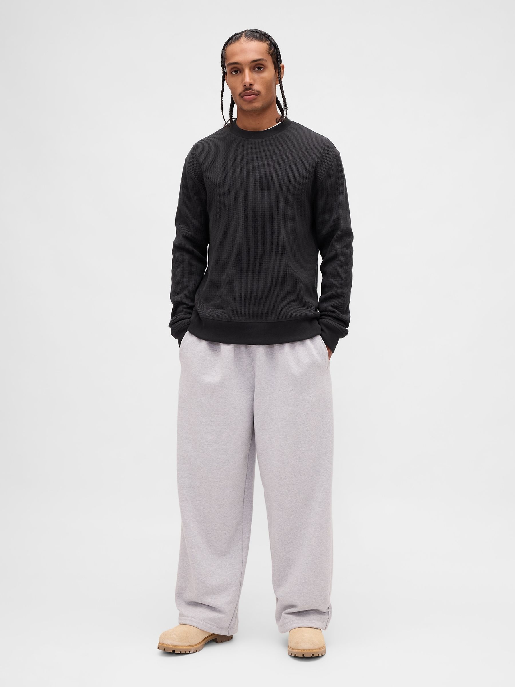 Black Heavyweight Thermal Oversized T-Shirt - Image 3 of 4