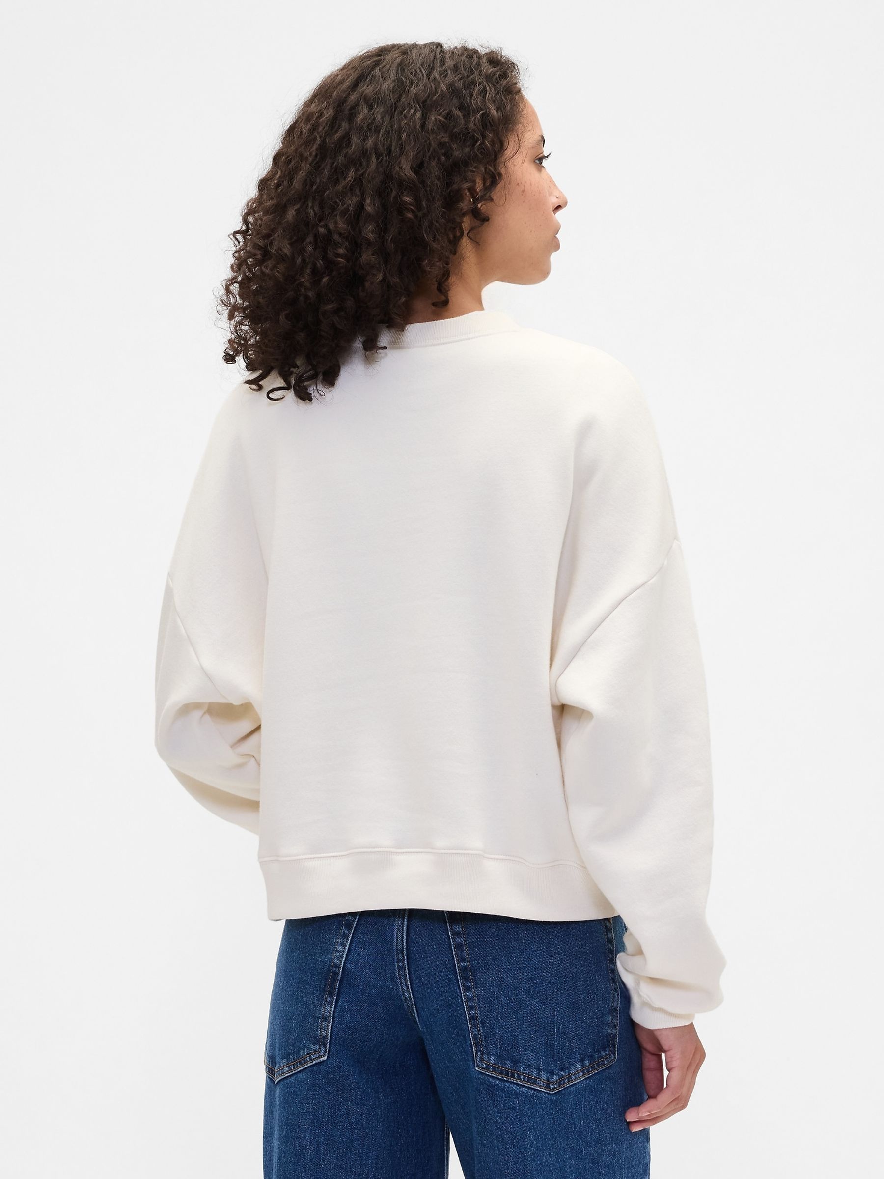 White Oversized Holiday Graphic Sweatshirt - Image 2 of 5