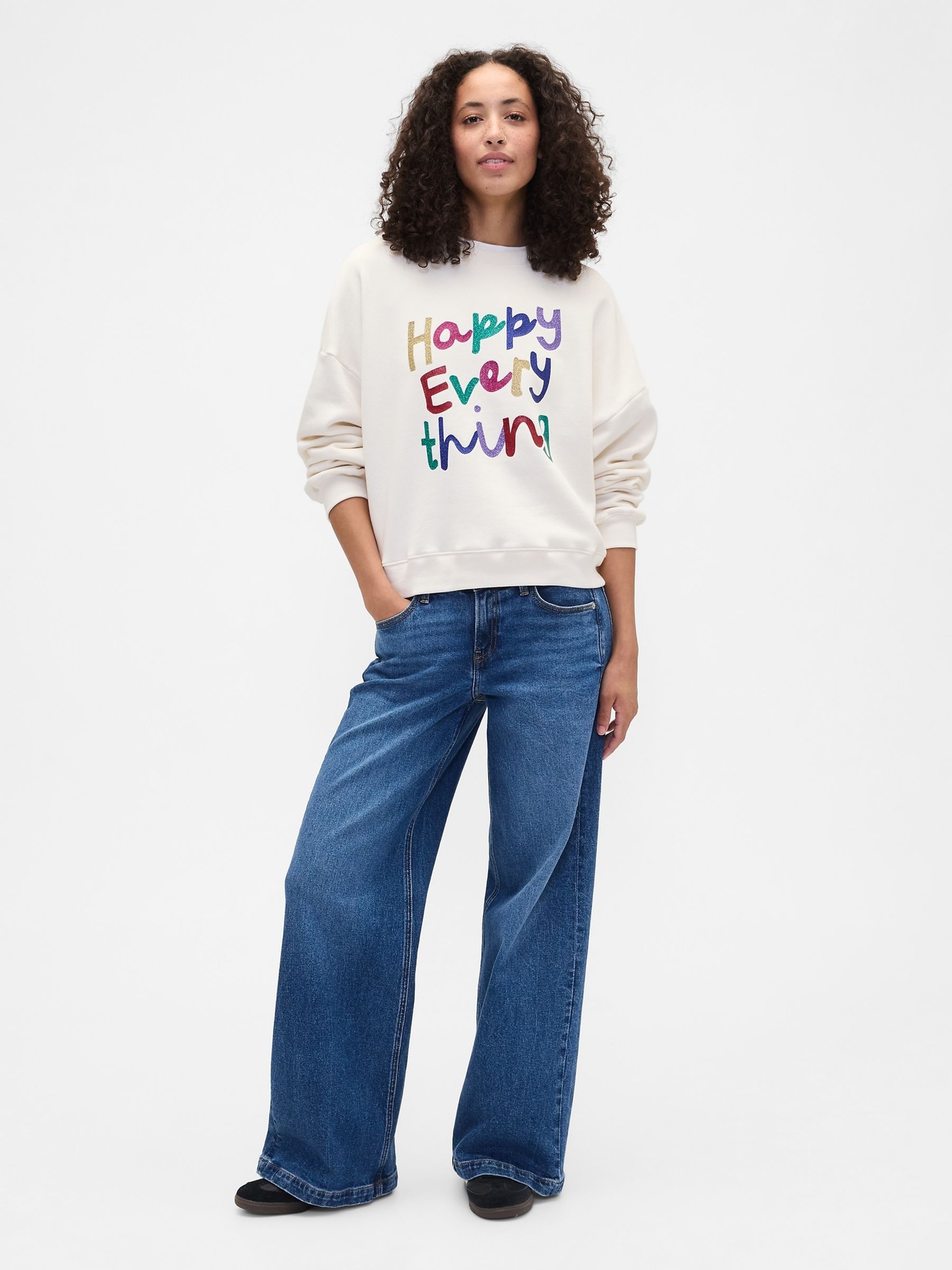 White Oversized Holiday Graphic Sweatshirt - Image 3 of 5