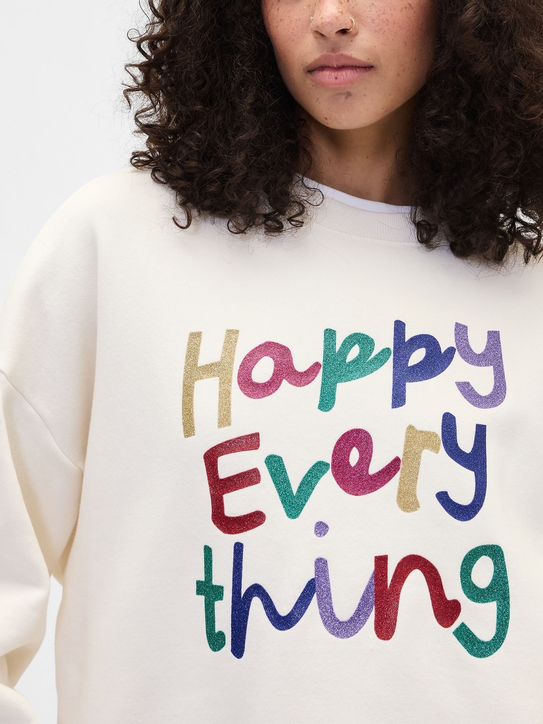 White Oversized Holiday Graphic Sweatshirt - Image 4 of 5