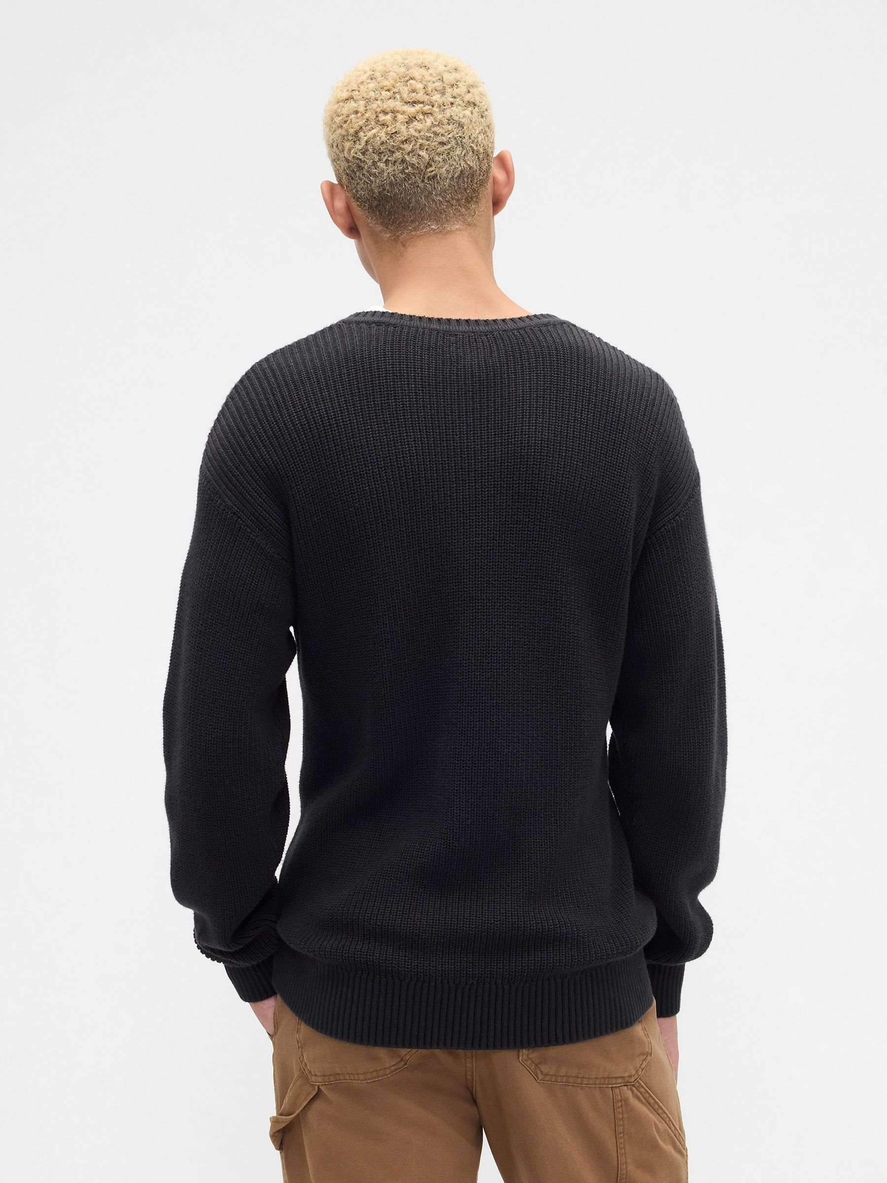 Blue Relaxed Ribbed V-Neck Jumper - Image 2 of 5 Blue Relaxed Ribbed V-Neck Jumper - Image 2 of 5