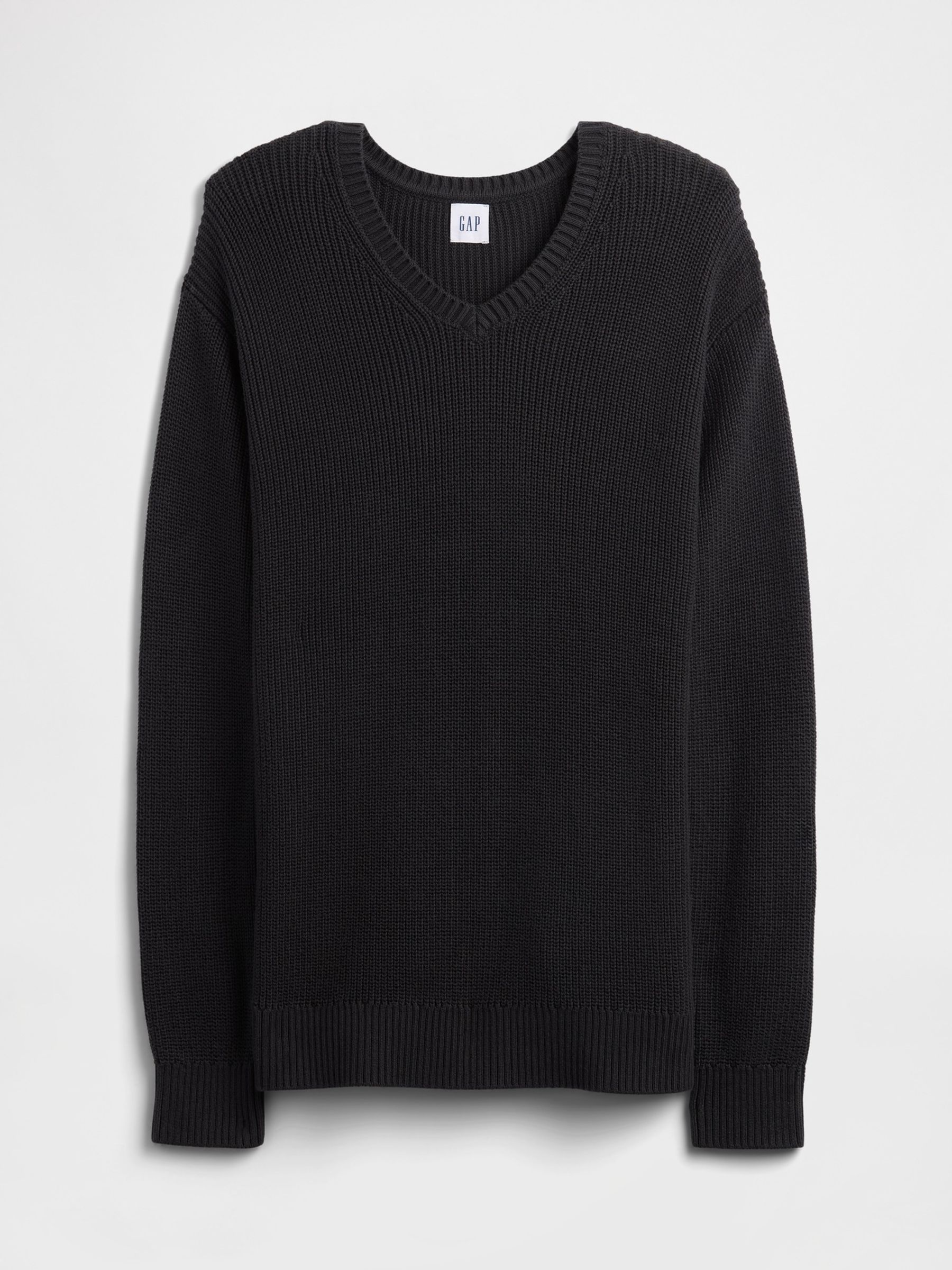 Blue Relaxed Ribbed V-Neck Jumper - Image 4 of 5