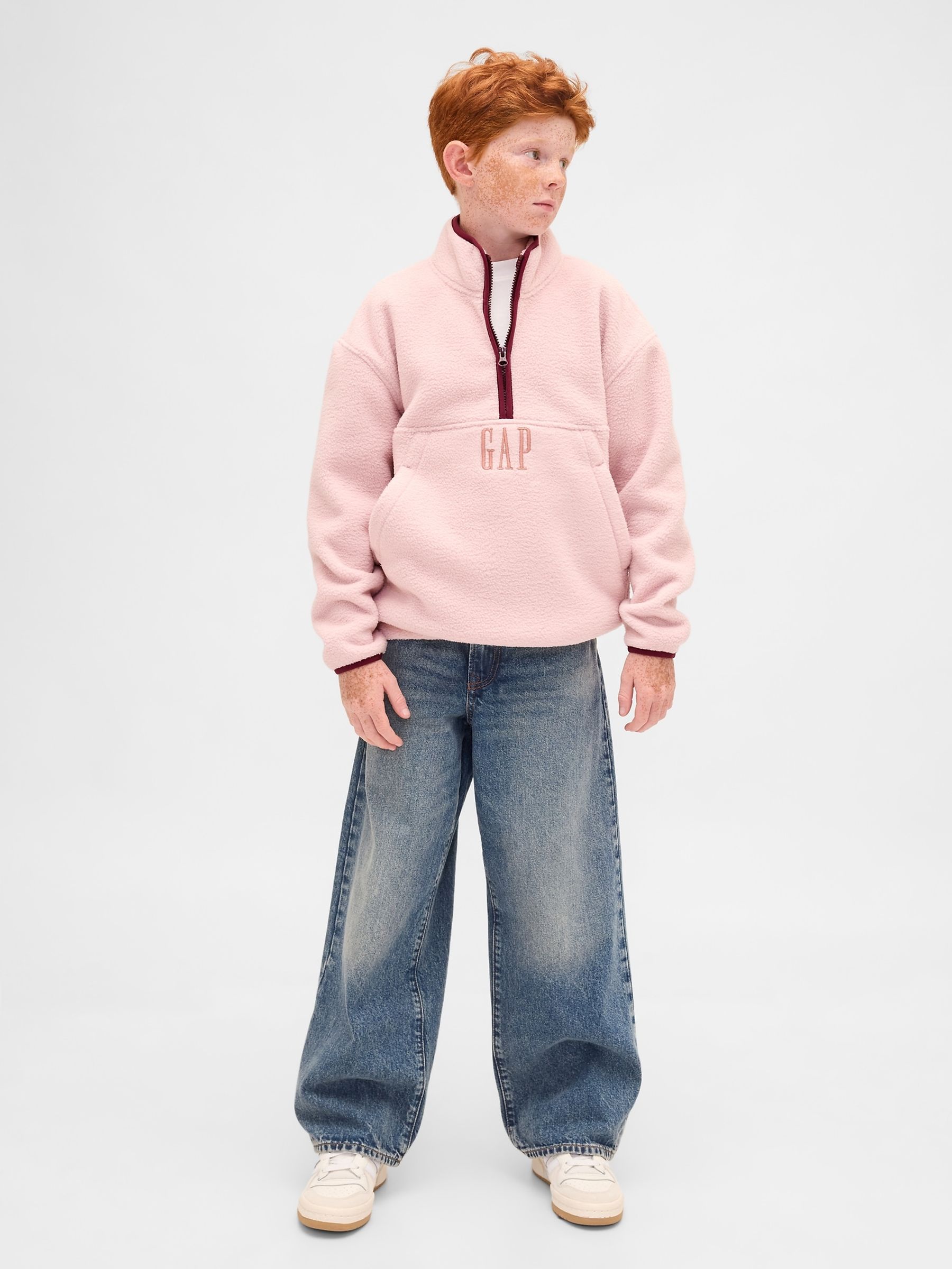 Pink Sherpa Logo Half-Zip Pullover Sweatshirt (4-13yrs) - Image 3 of 5