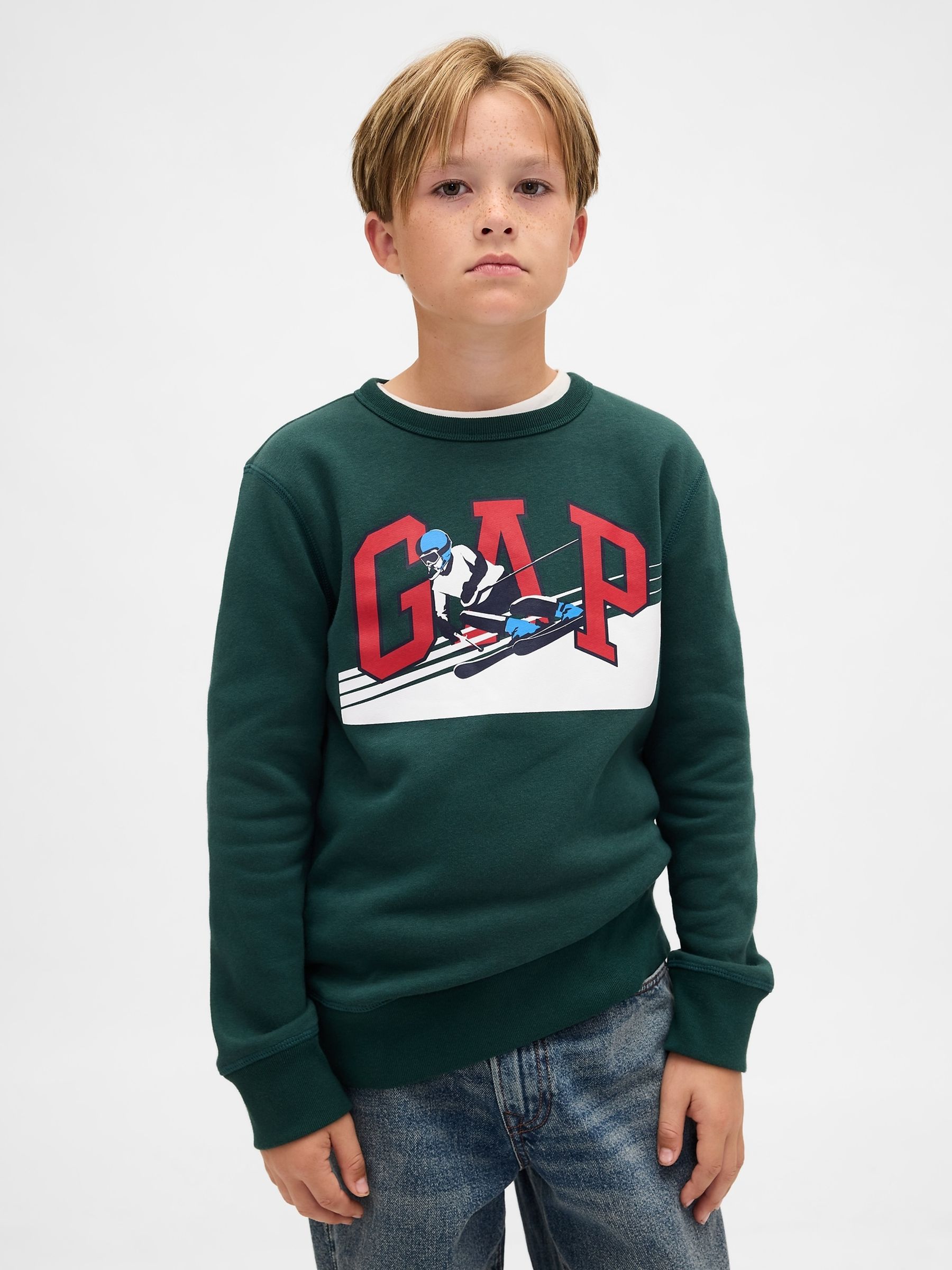 Green Graphic Logo Sweatshirt - Image 1 of 5 Green Graphic Logo Sweatshirt - Image 1 of 5