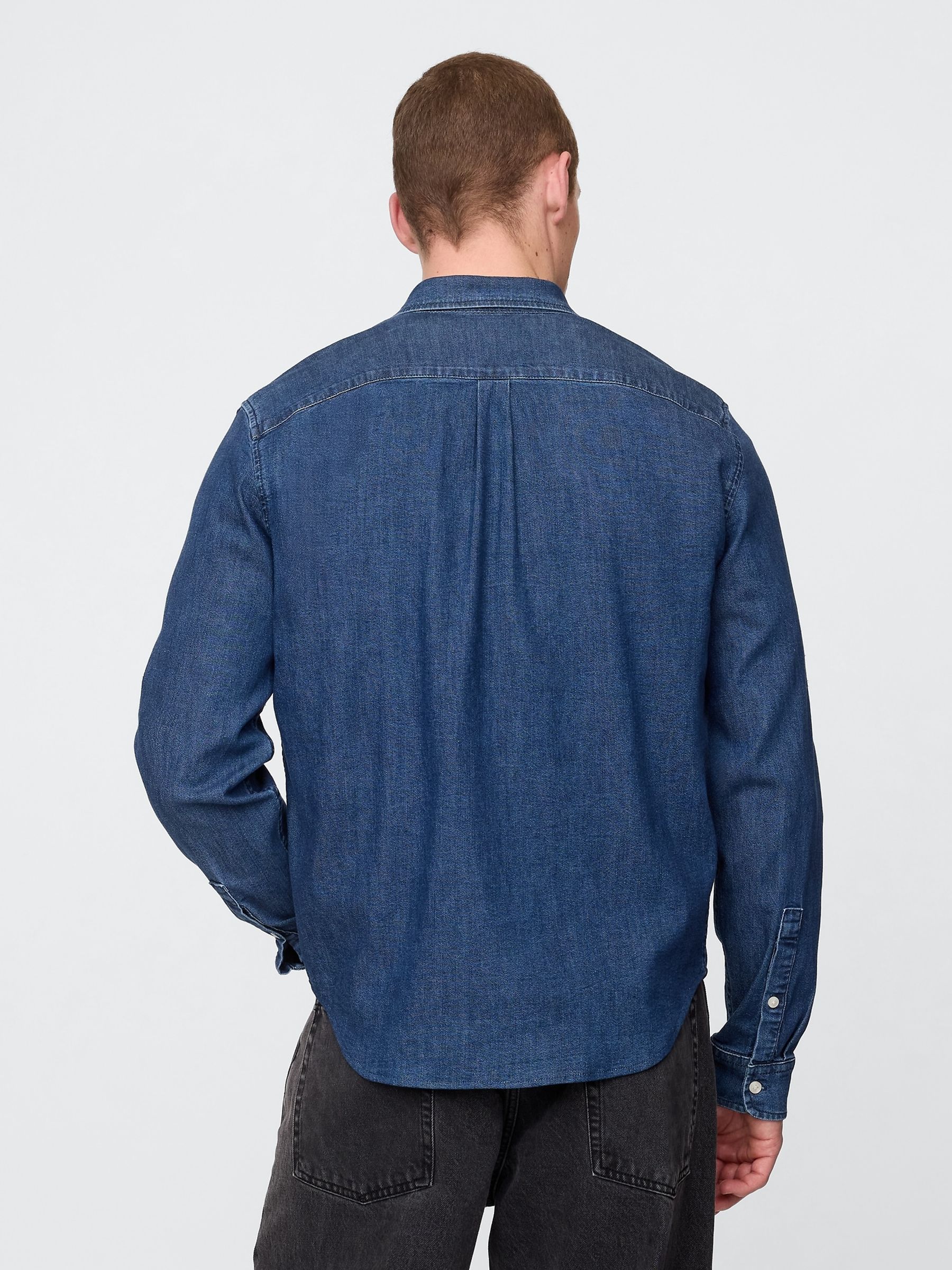 Blue Denim Pocket Shirt - Image 2 of 4 Blue Denim Pocket Shirt - Image 2 of 4