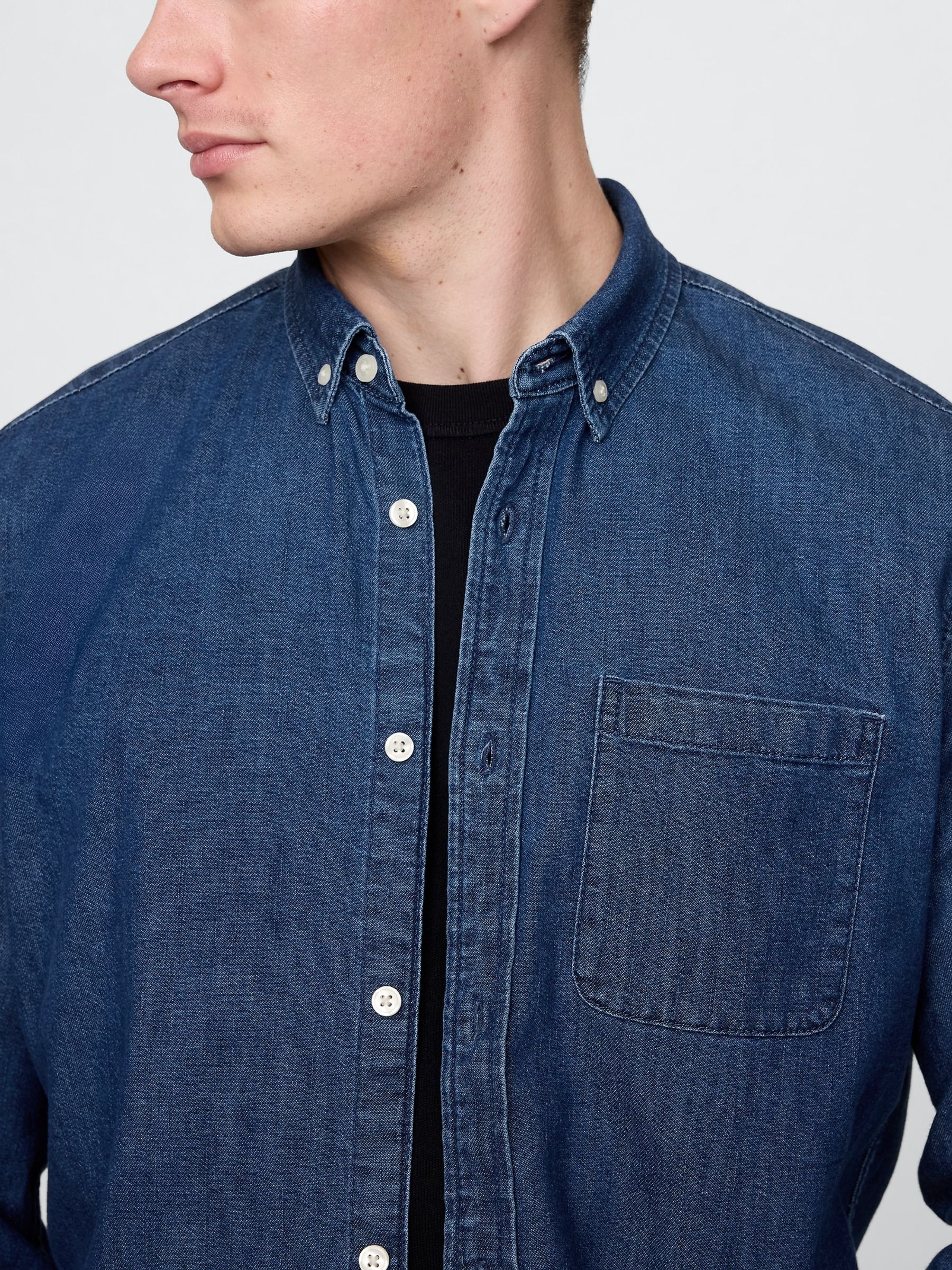 Blue Denim Pocket Shirt - Image 4 of 4 Blue Denim Pocket Shirt - Image 4 of 4