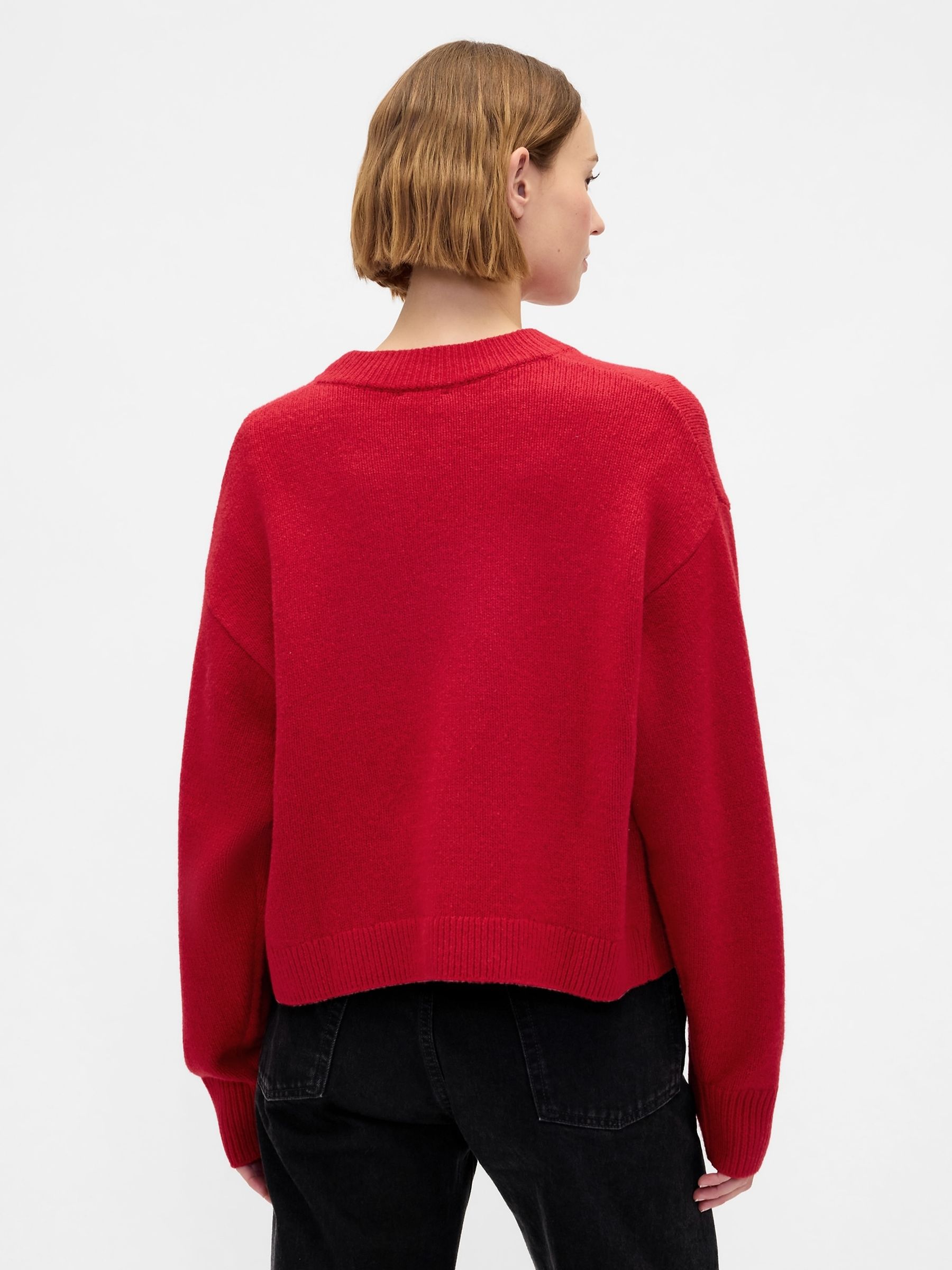Red Oversized CashSoft Chunky Cardigan - Image 2 of 4