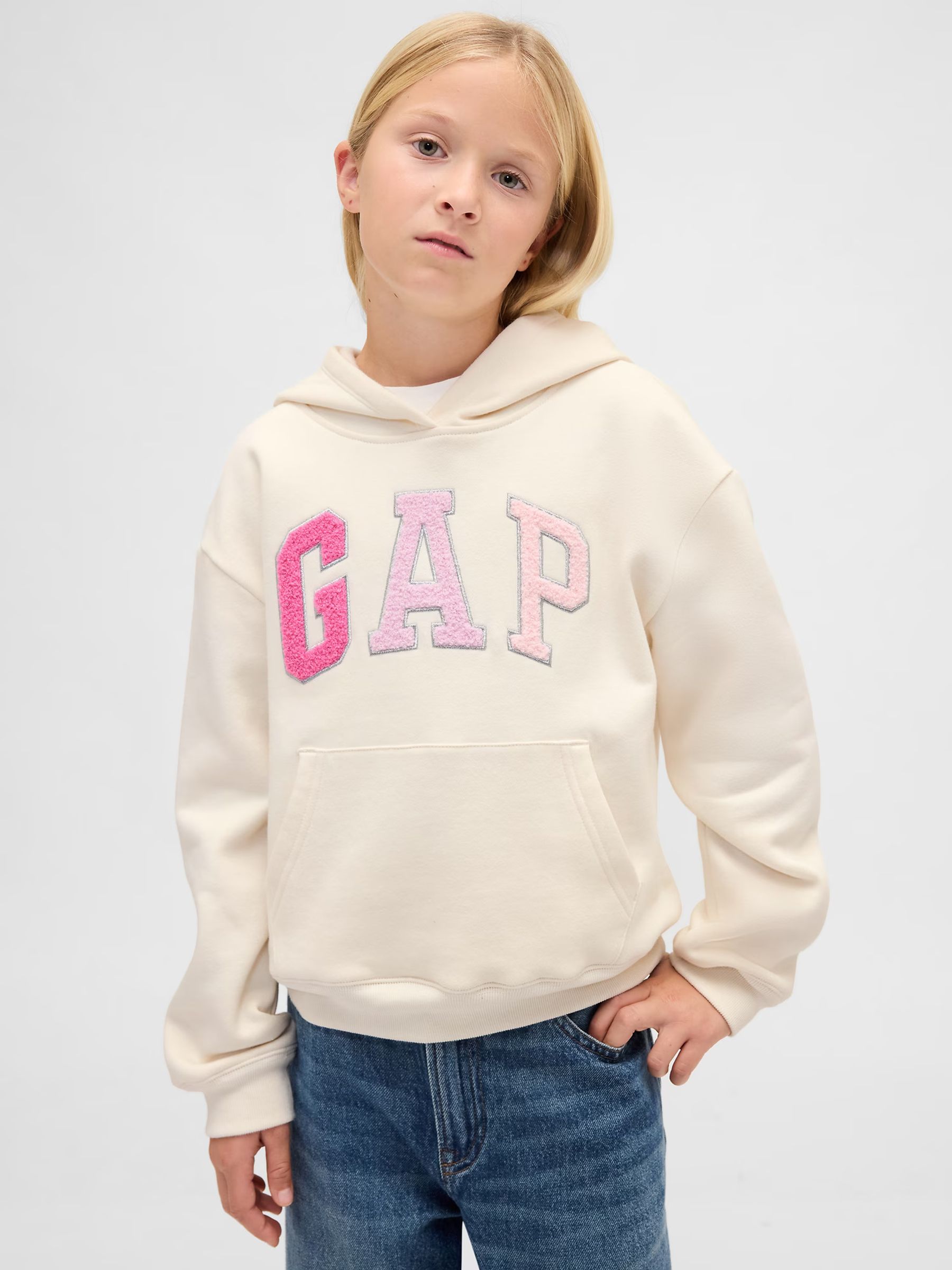 Cream Relaxed Logo Hoodie (4-13yrs) - Image 1 of 4