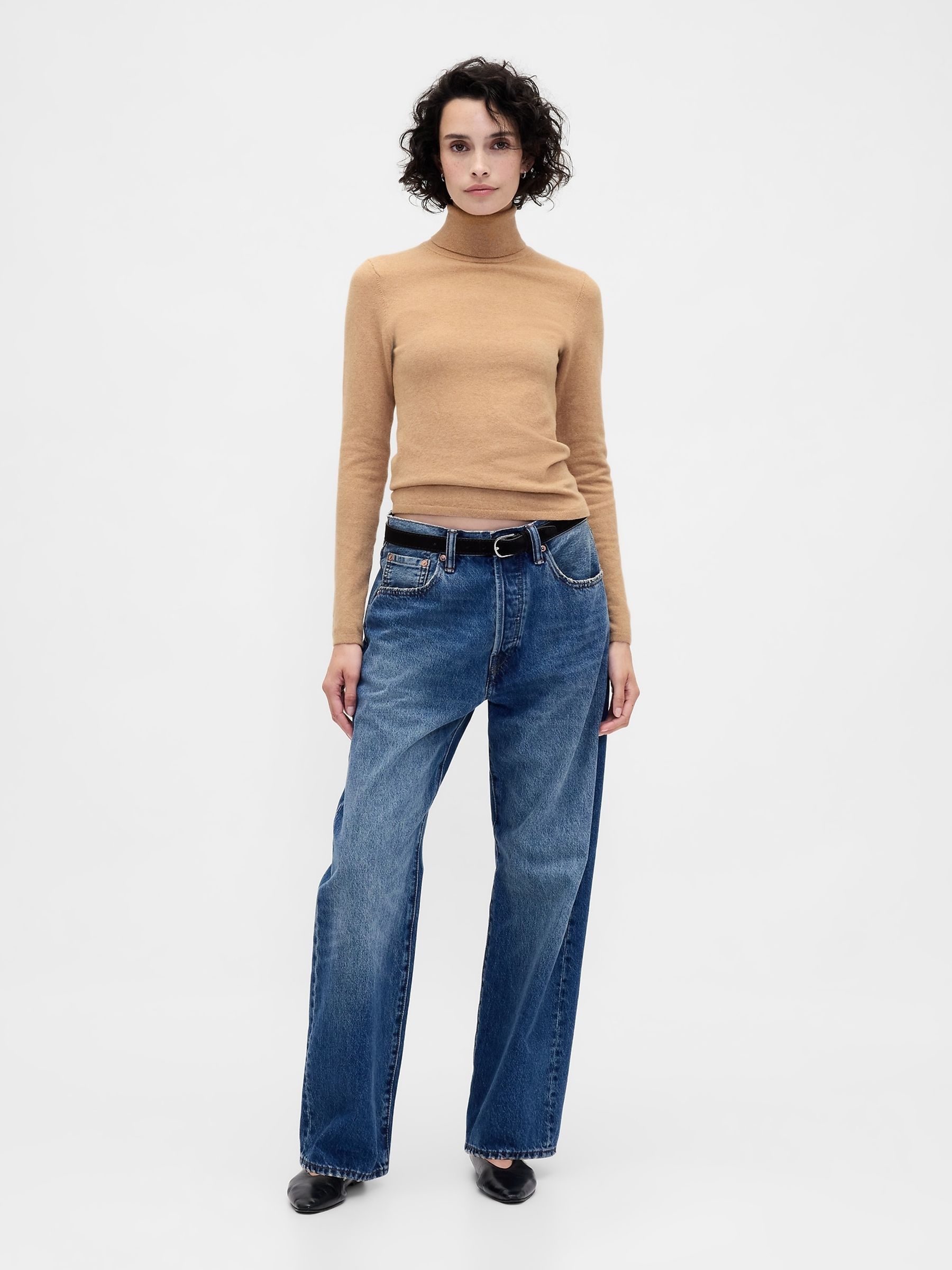 Brown CashSoft Stretch Turtle Neck Sweatshirt - Image 3 of 4