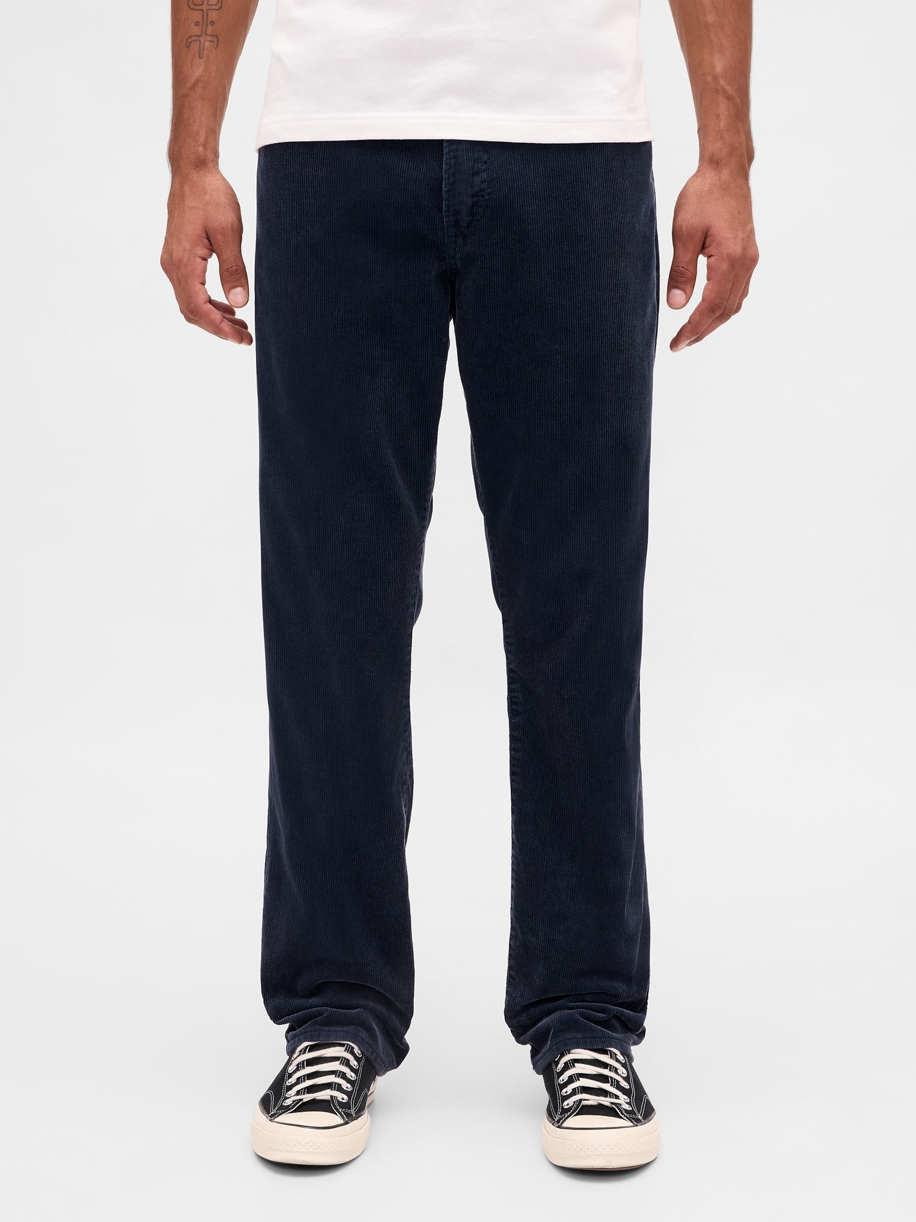 Navy Blue Corduroy Relaxed Straight Trousers - Image 1 of 5