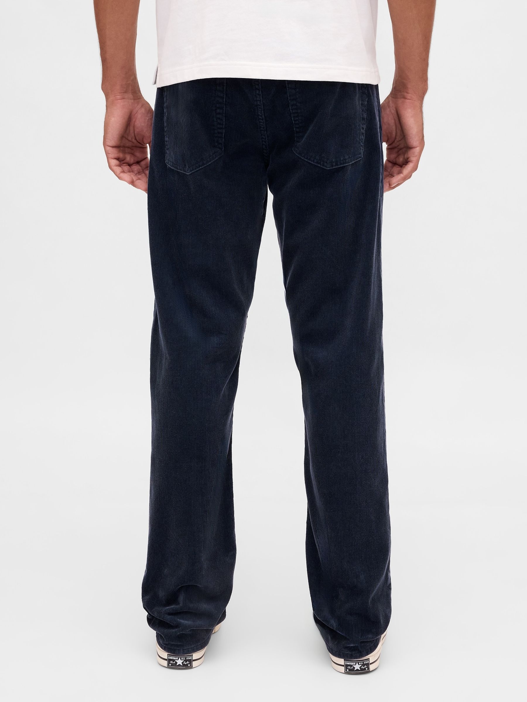 Navy Blue Corduroy Relaxed Straight Trousers - Image 2 of 5