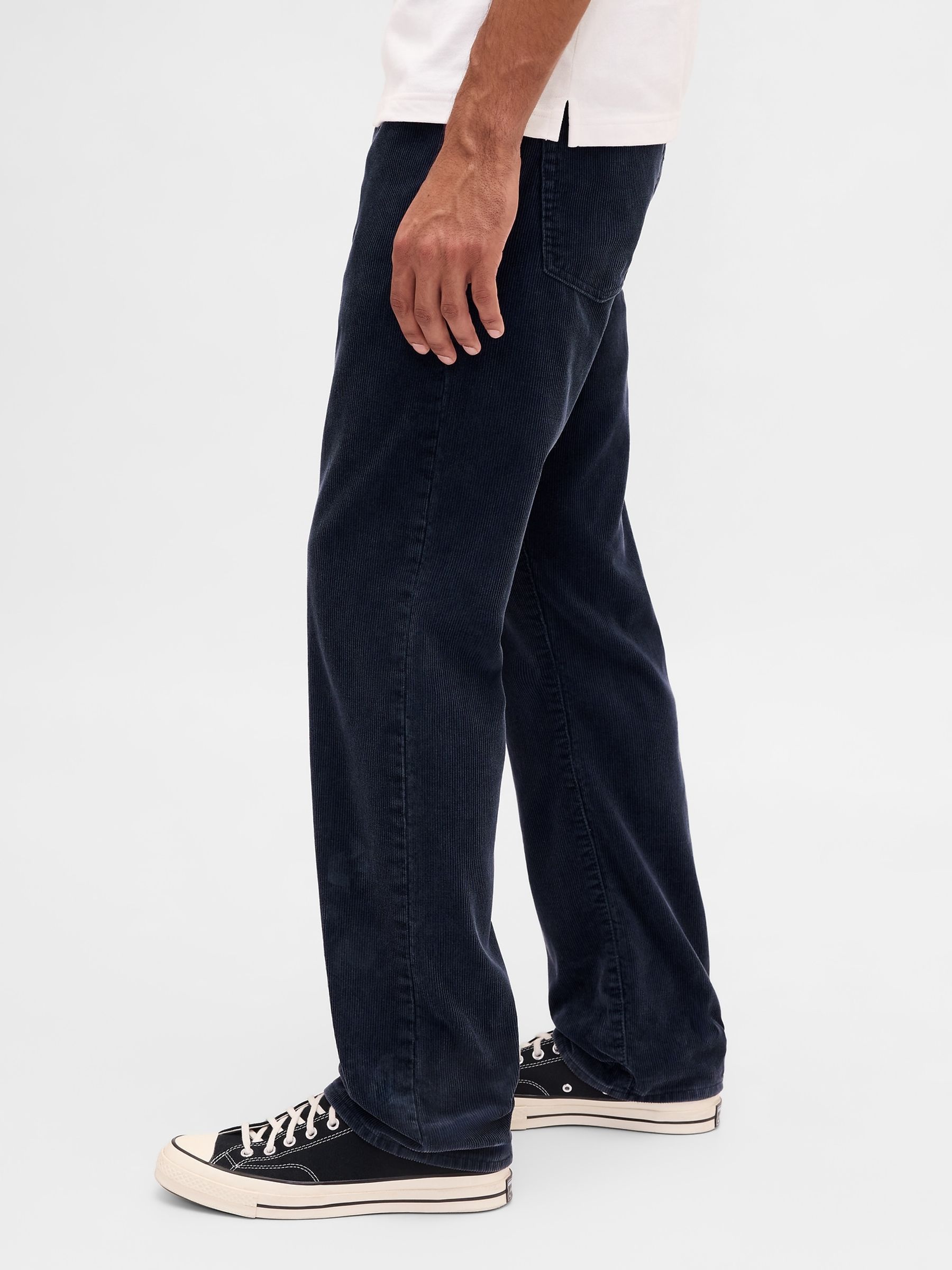 Navy Blue Corduroy Relaxed Straight Trousers - Image 3 of 5
