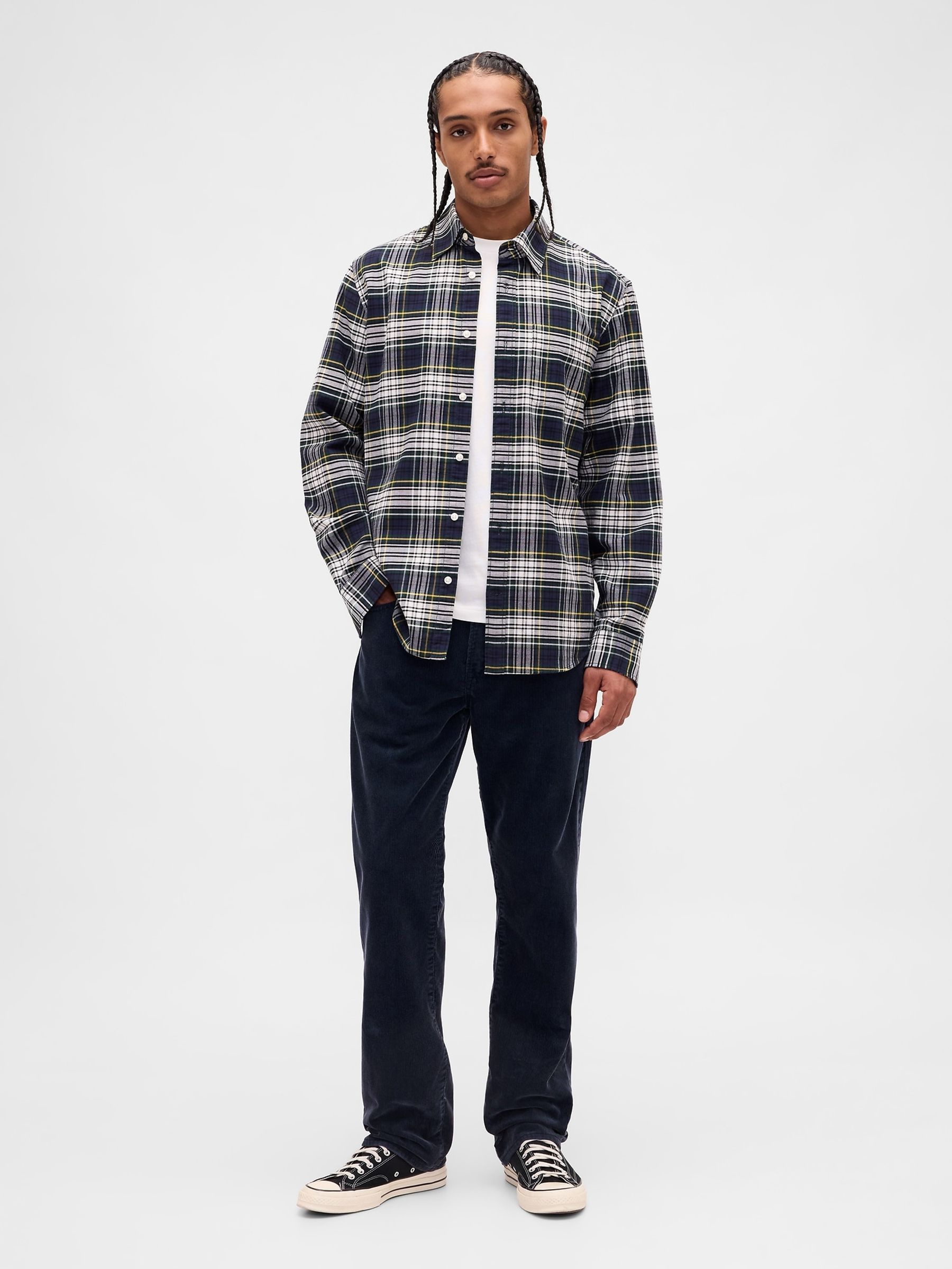 Navy Blue Corduroy Relaxed Straight Trousers - Image 4 of 5