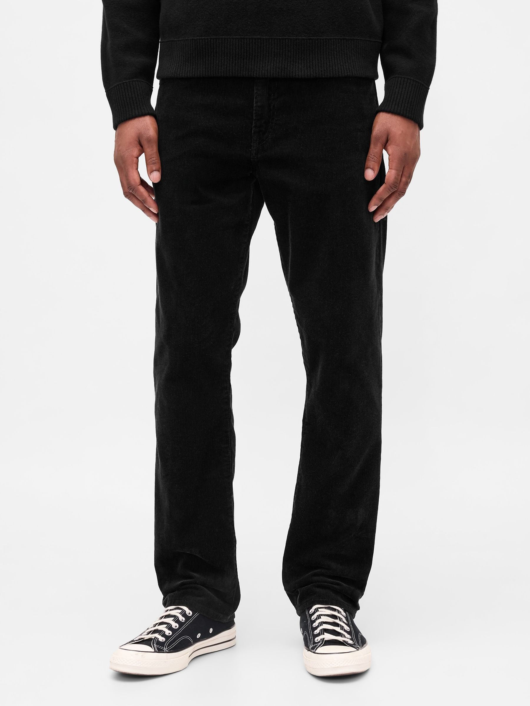 Black Corduroy Relaxed Straight Trousers - Image 1 of 5