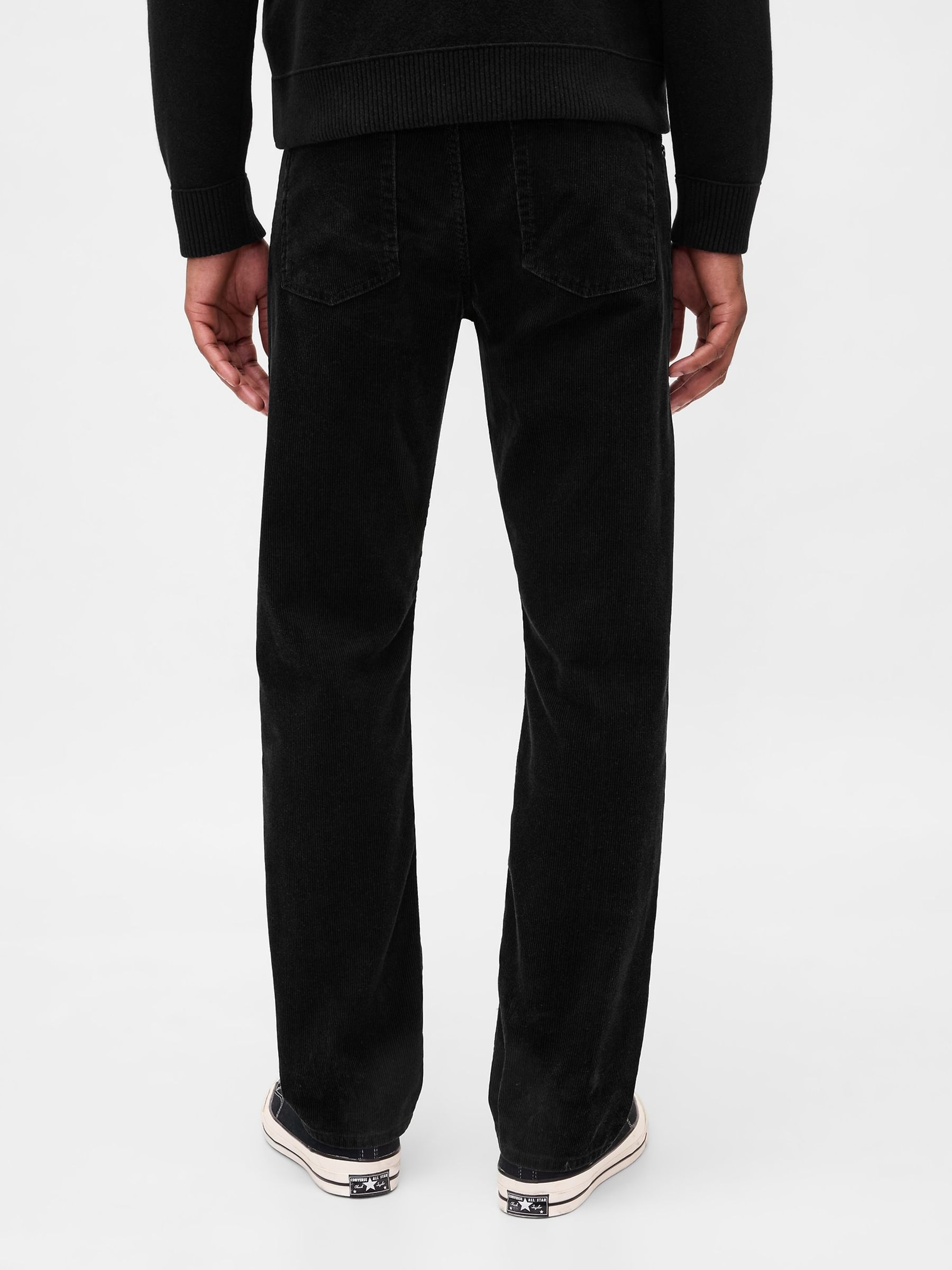 Black Corduroy Relaxed Straight Trousers - Image 2 of 5