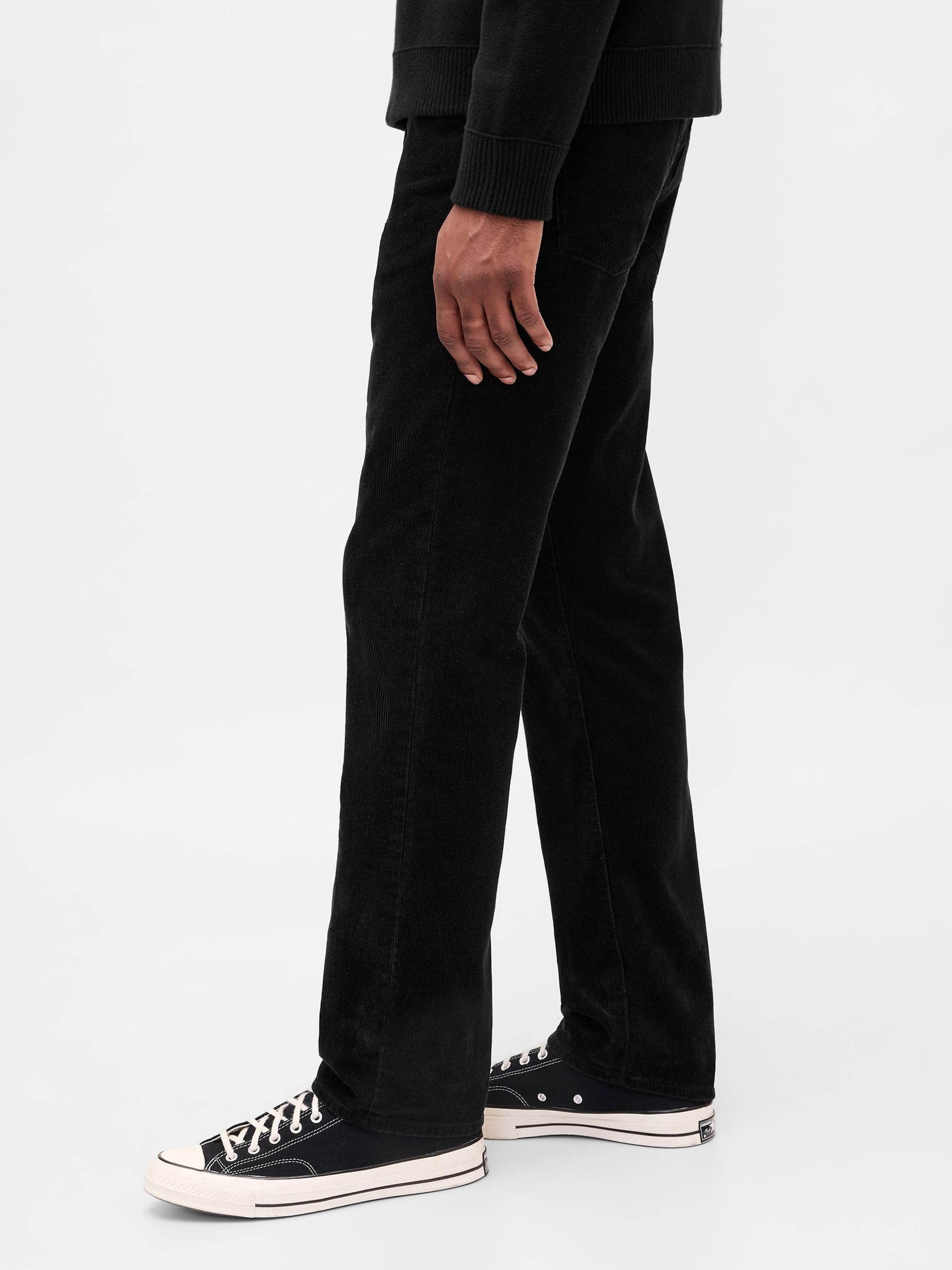 Black Corduroy Relaxed Straight Trousers - Image 3 of 5