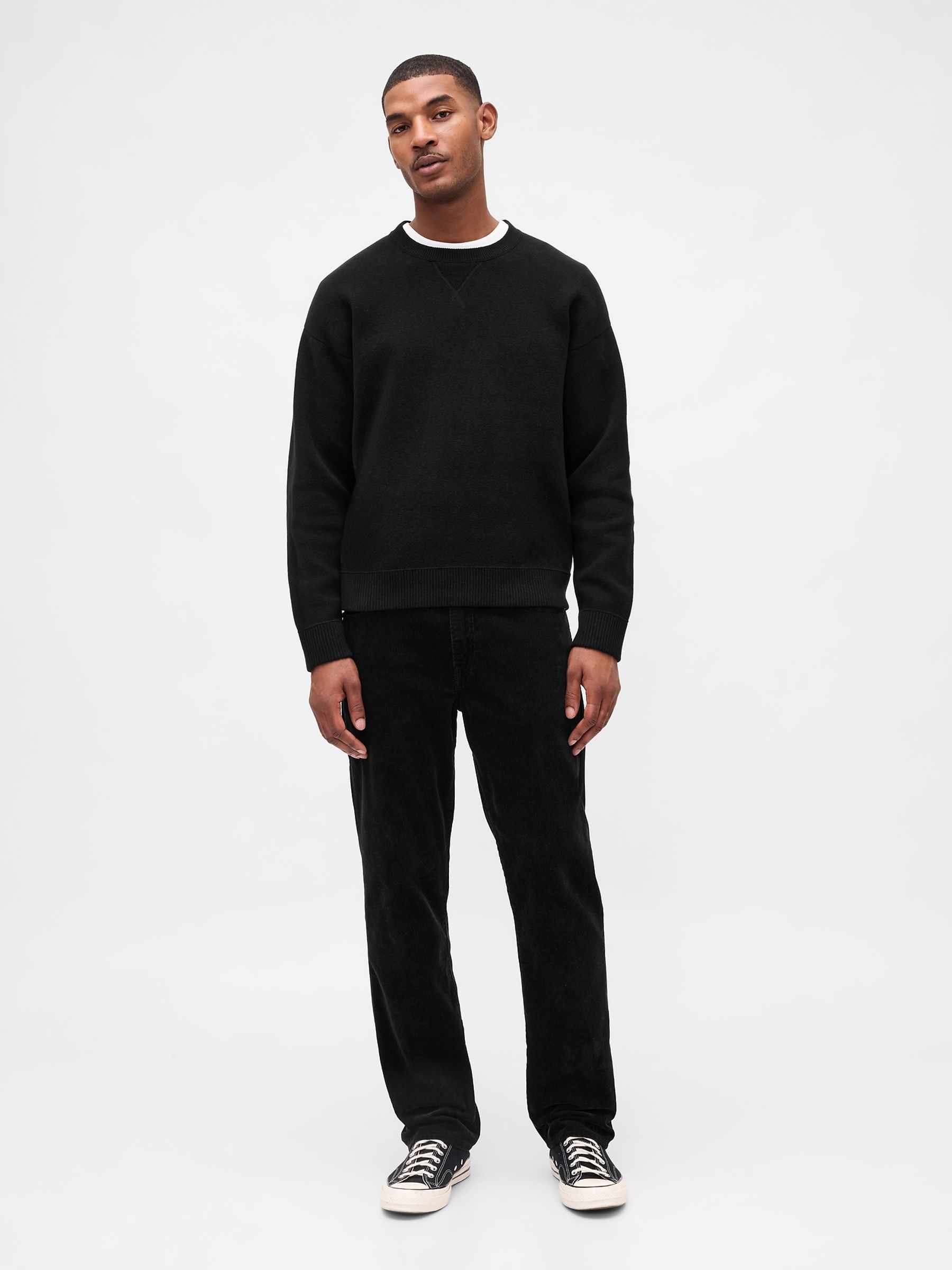 Black Corduroy Relaxed Straight Trousers - Image 4 of 5