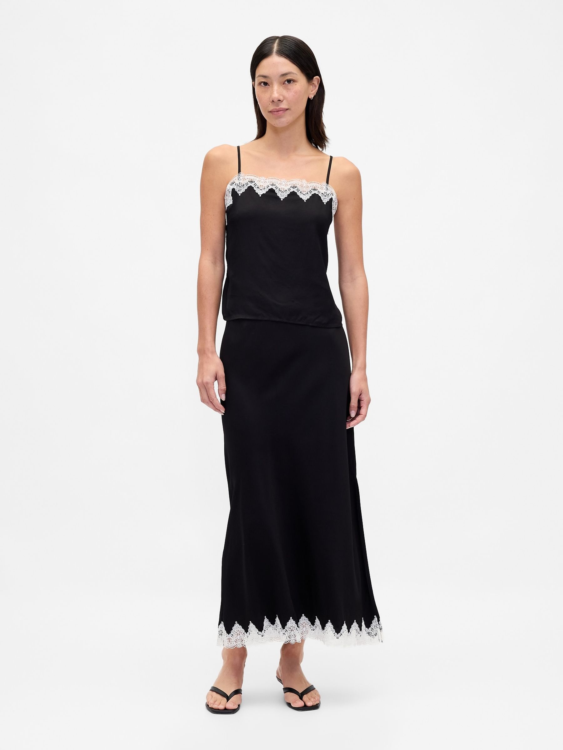 Black Lace Trim Crop Cami - Image 3 of 4