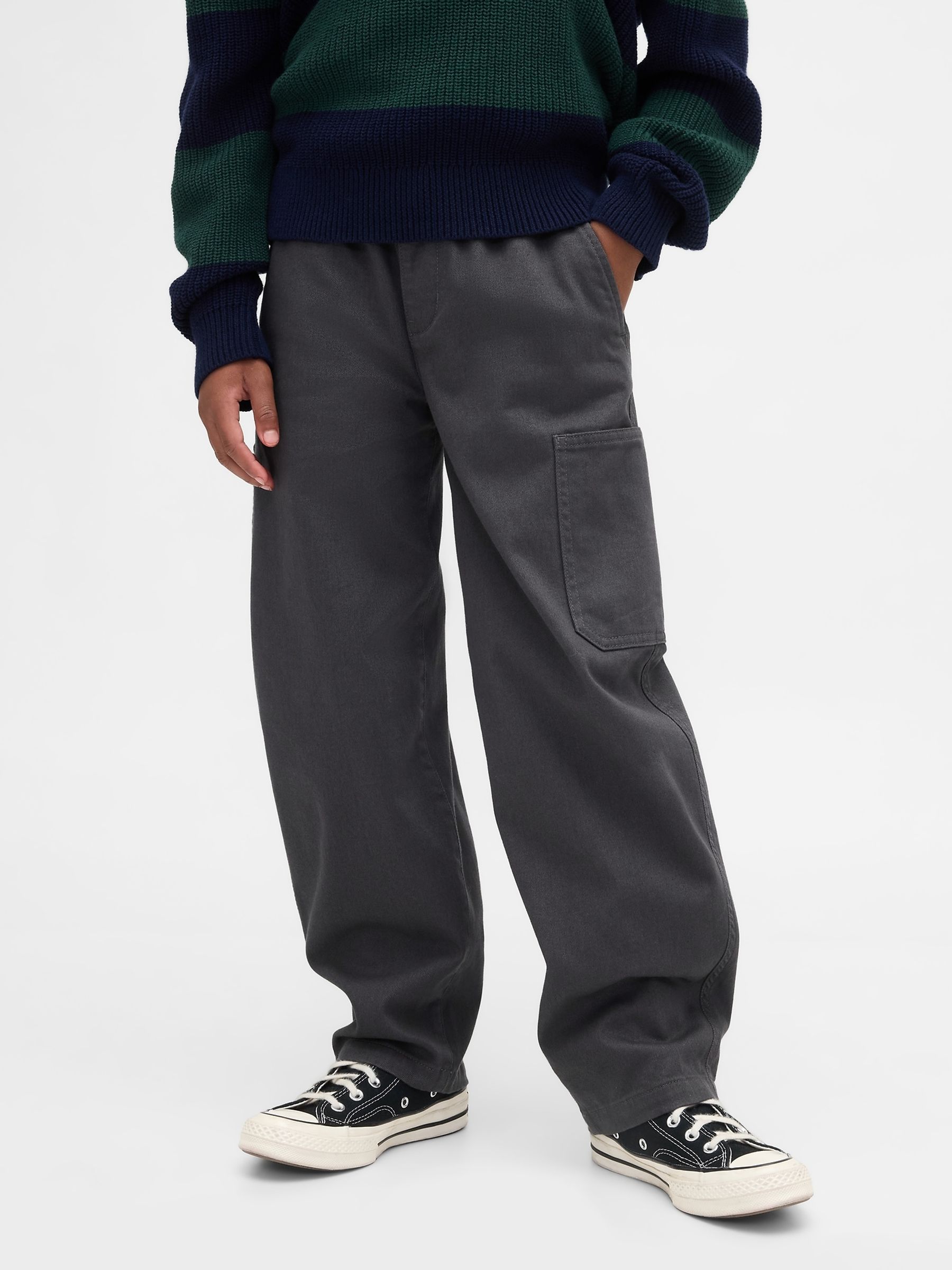 Black Brushed Cargo Baggy Trousers - Image 1 of 5 Black Brushed Cargo Baggy Trousers - Image 1 of 5