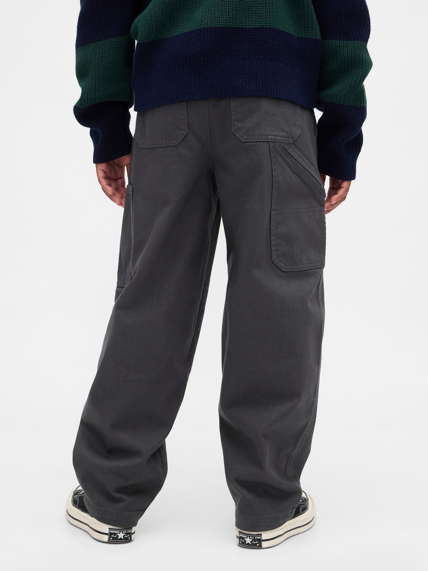 Black Brushed Cargo Baggy Trousers - Image 2 of 5