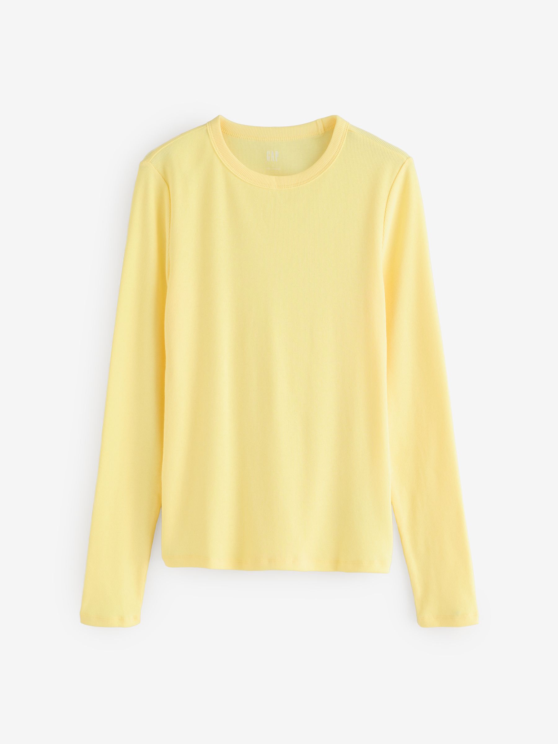 Yellow Essential Ribbed Crew Neck T-Shirt - Image 1 of 4