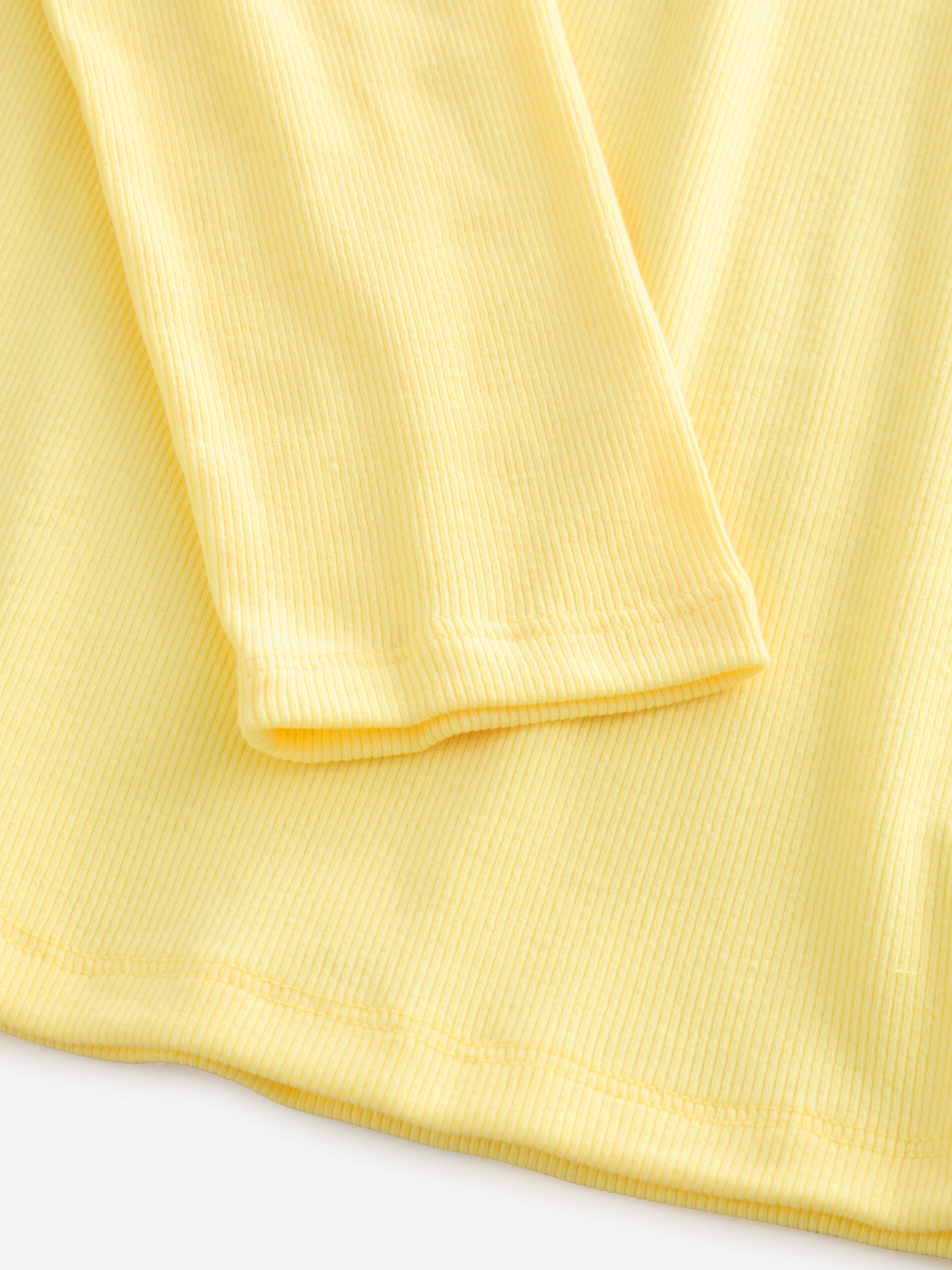 Yellow Essential Ribbed Crew Neck T-Shirt - Image 3 of 4