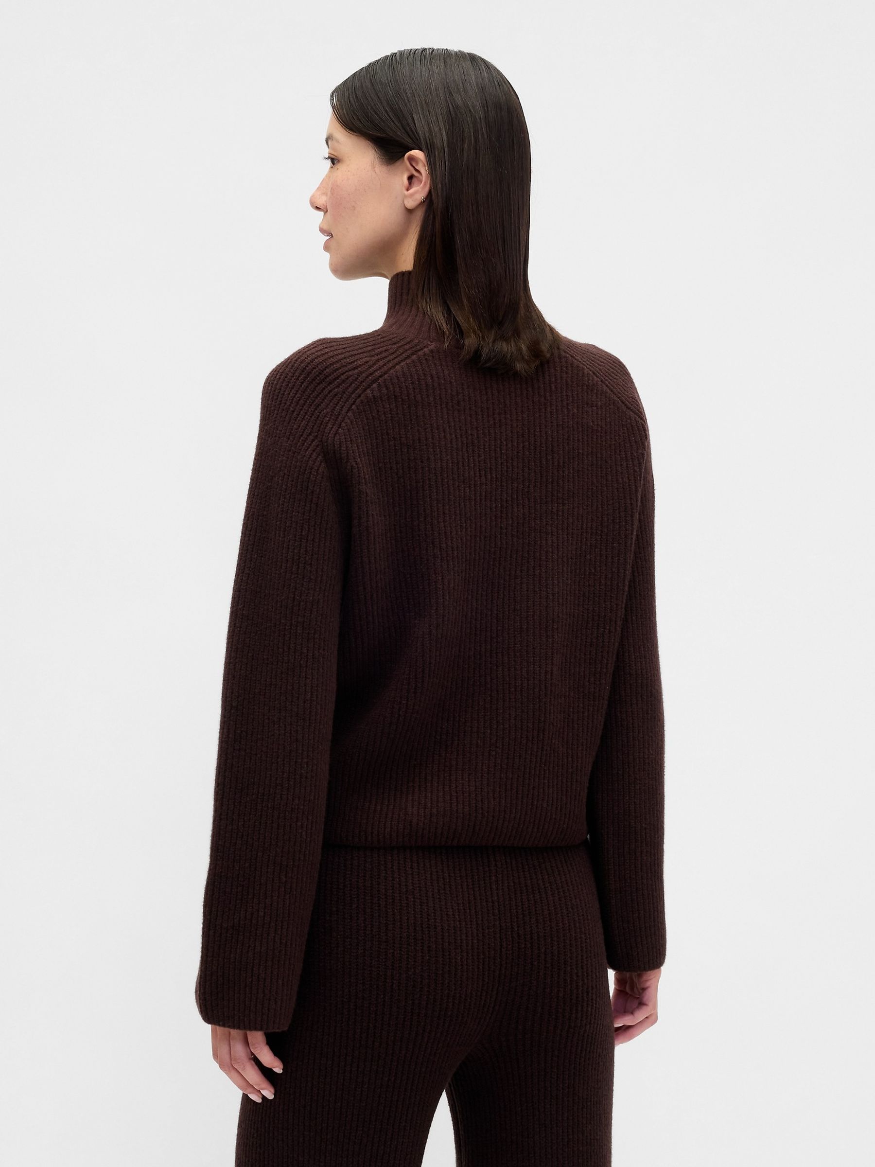Brown CashSoft Shaker Stitch Turtle Neck Jumper - Image 2 of 5