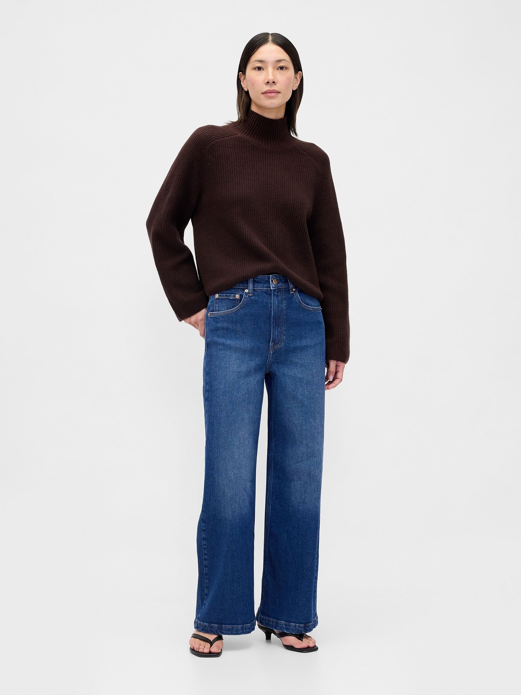 Brown CashSoft Shaker Stitch Turtle Neck Jumper - Image 4 of 5