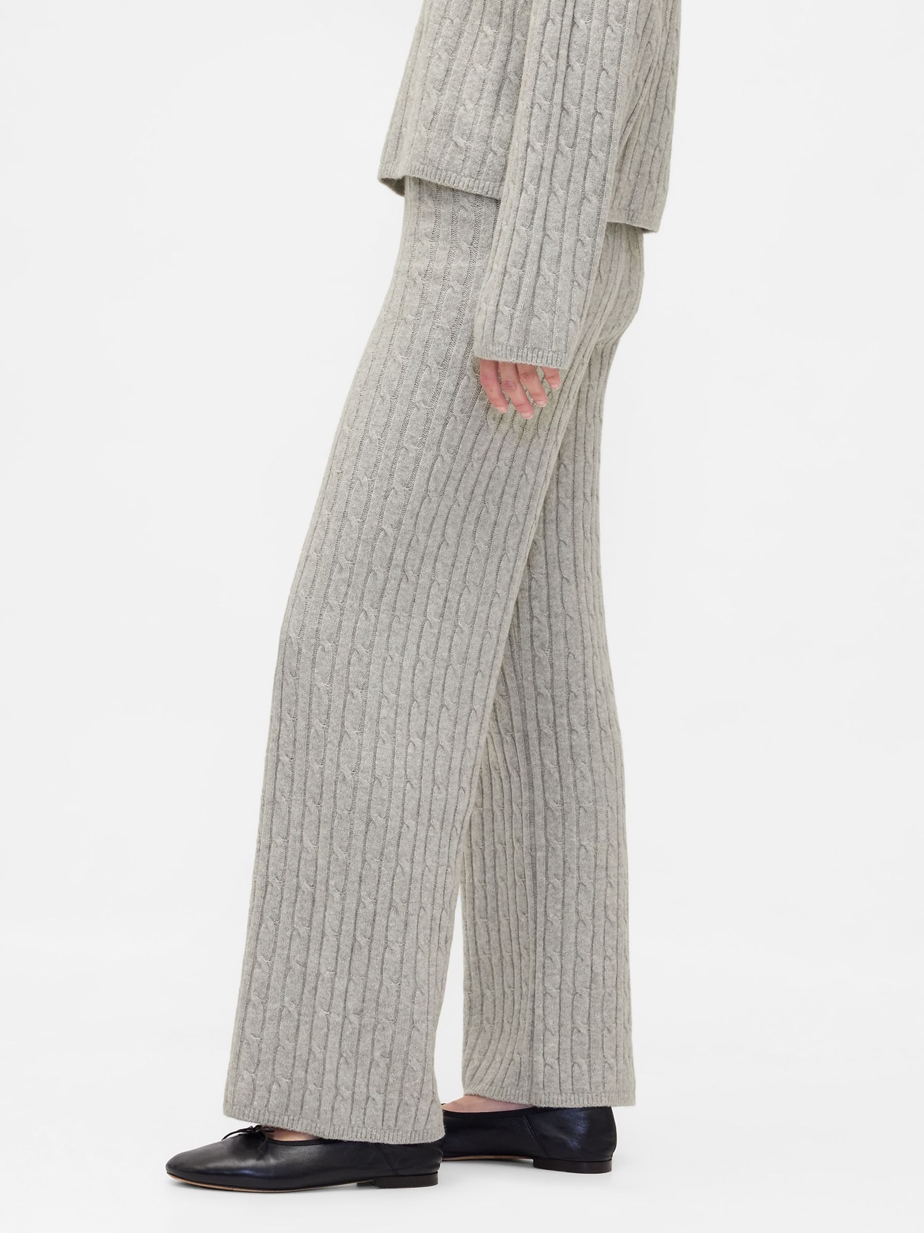 Grey CashSoft Cable Knit Joggers - Image 3 of 4