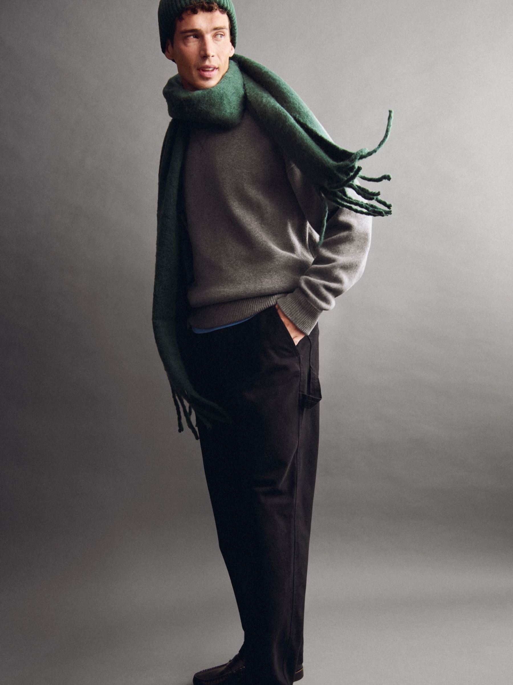 Green Brushed Fringe Scarf with Wool - Image 5 of 5