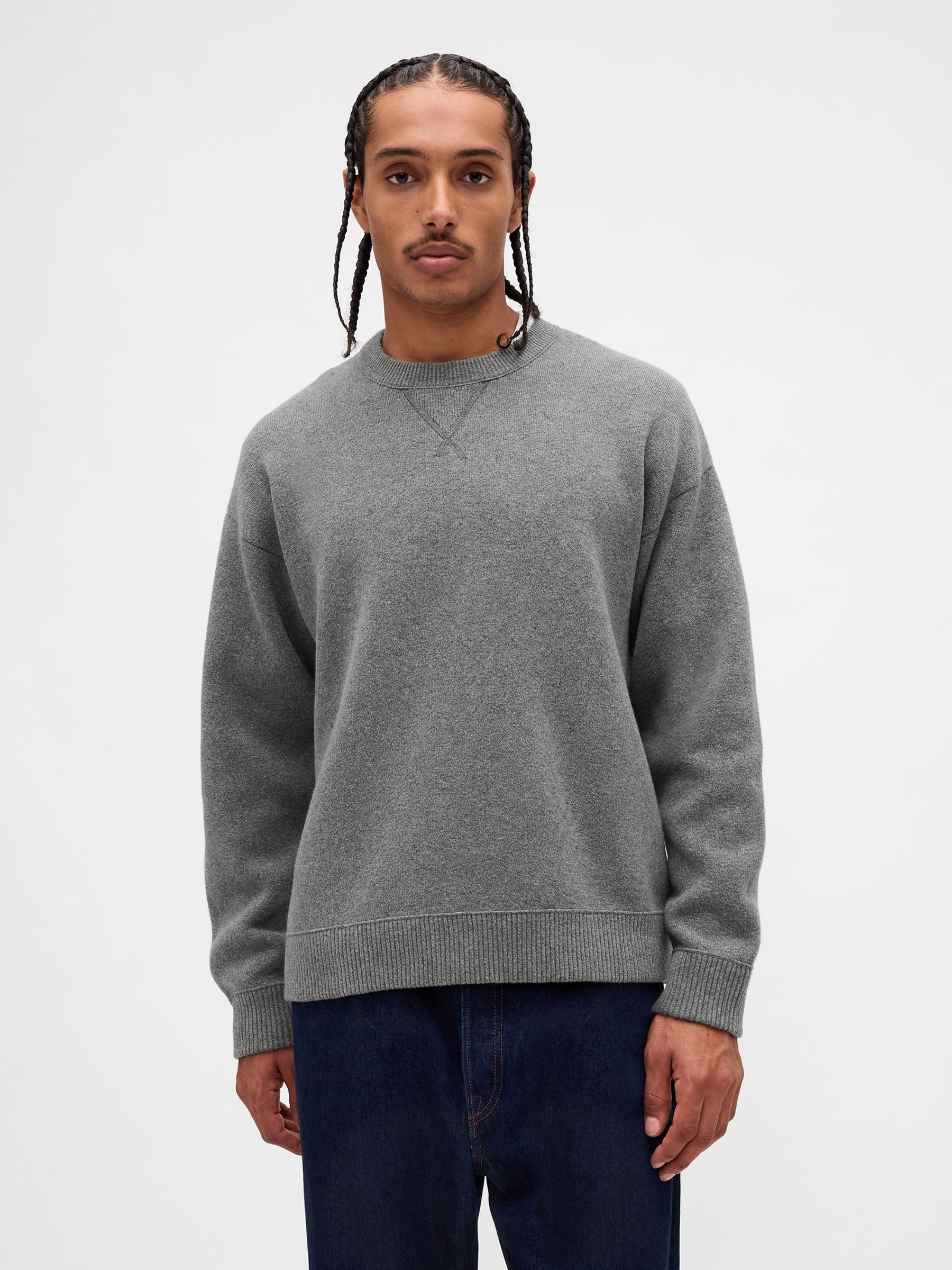 Grey Heavyweight CashSoft Crew Neck Jumper - Image 1 of 4 Grey Heavyweight CashSoft Crew Neck Jumper - Image 1 of 4