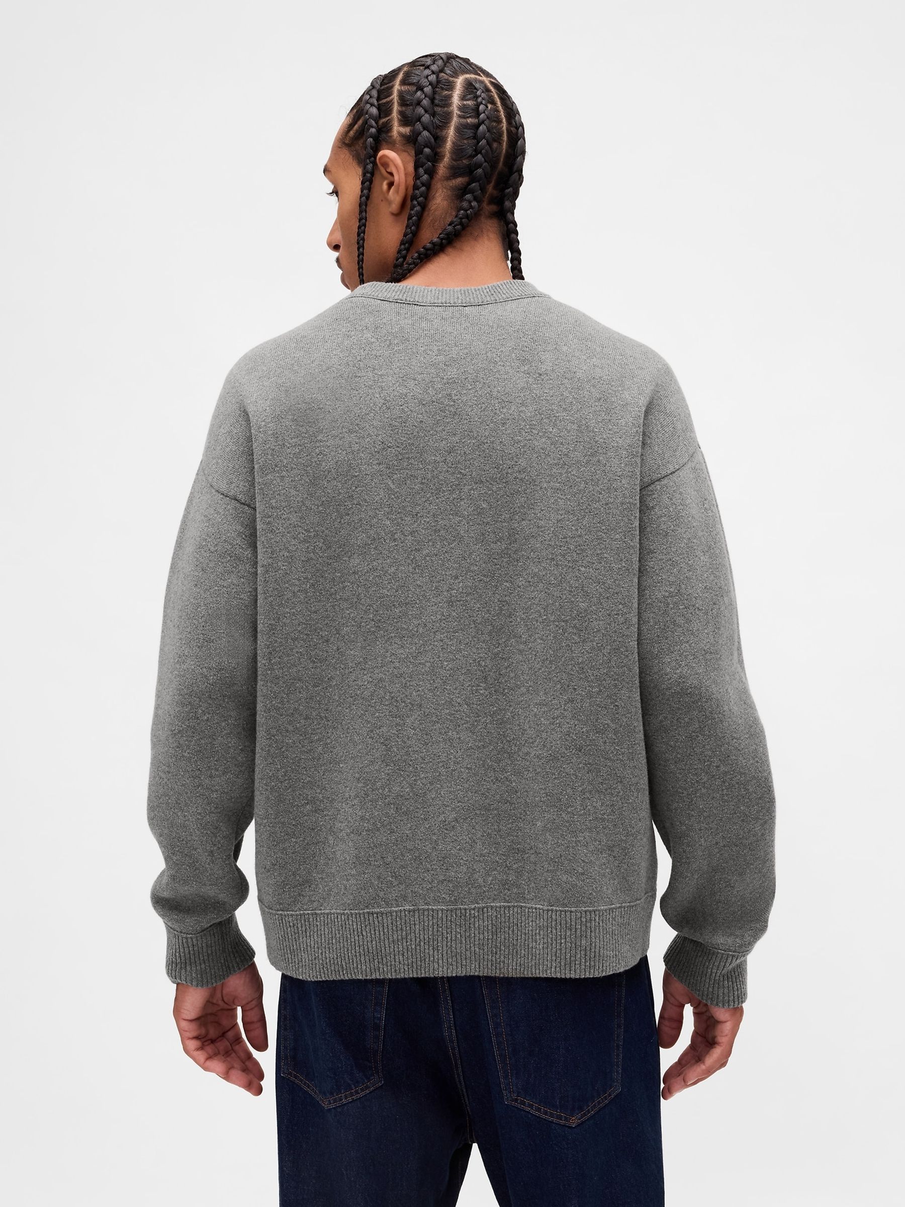 Grey Heavyweight CashSoft Crew Neck Jumper - Image 2 of 4 Grey Heavyweight CashSoft Crew Neck Jumper - Image 2 of 4