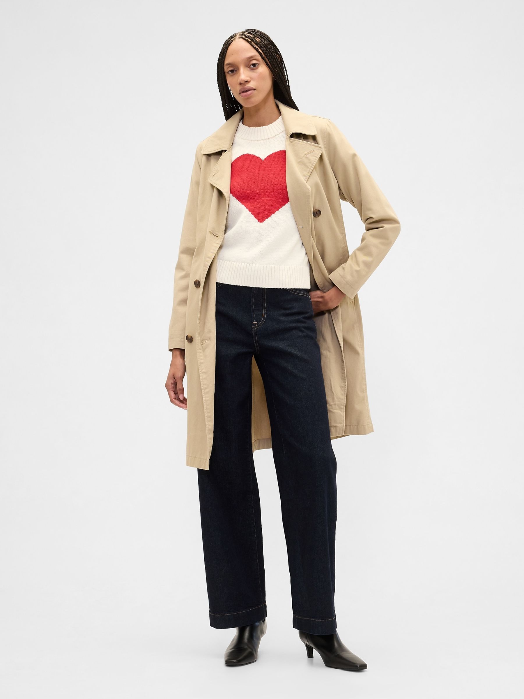 White Relaxed Cropped Intarsia Sweatshirt - Image 3 of 5
