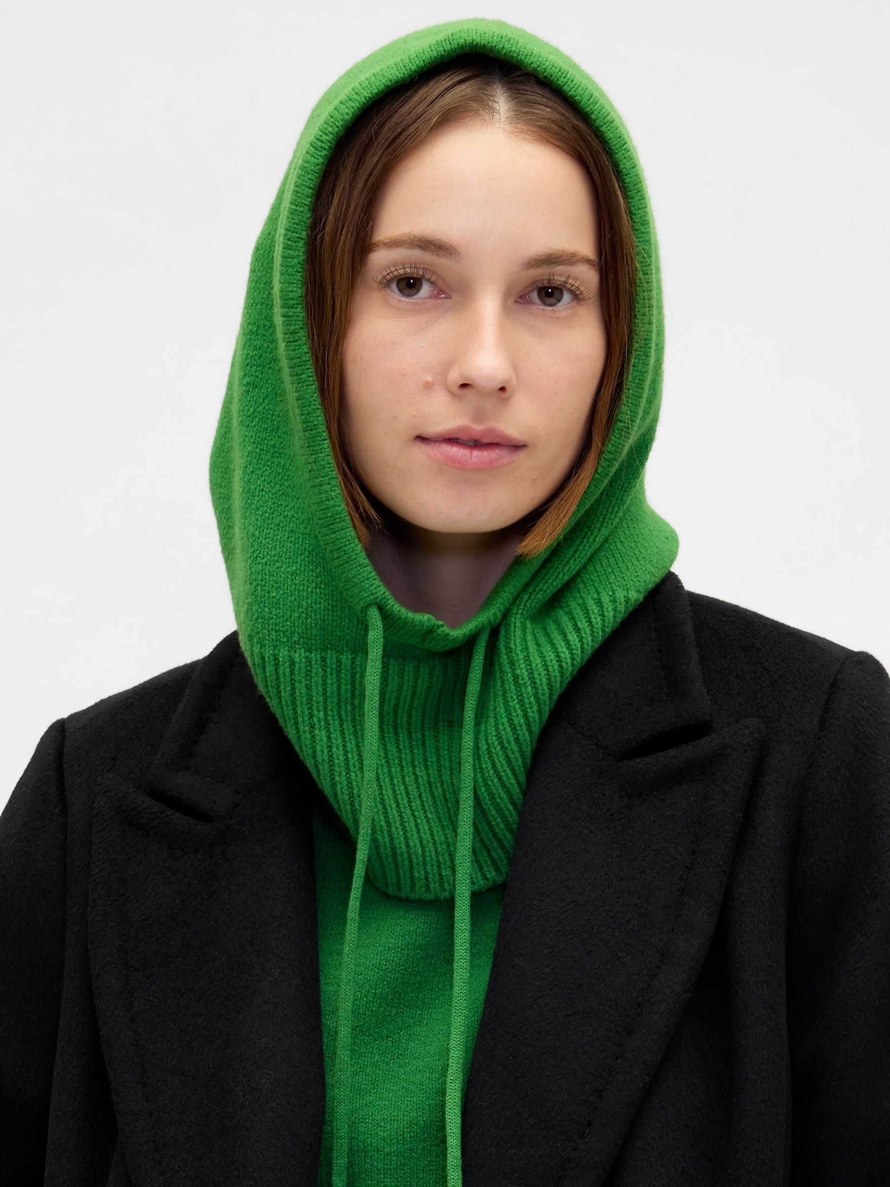 Green CashSoft Drawcord Hood Hat - Image 2 of 2 Green CashSoft Drawcord Hood Hat - Image 2 of 2