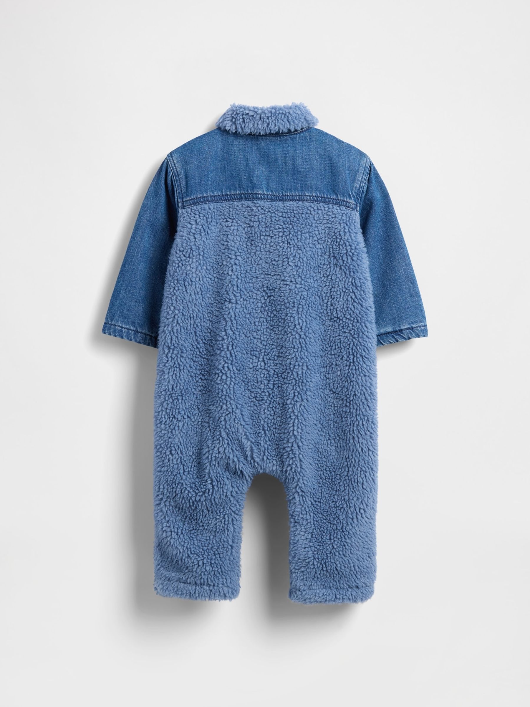 Blue Denim and Sherpa One-Piece (Newborn-24mths) - Image 2 of 2