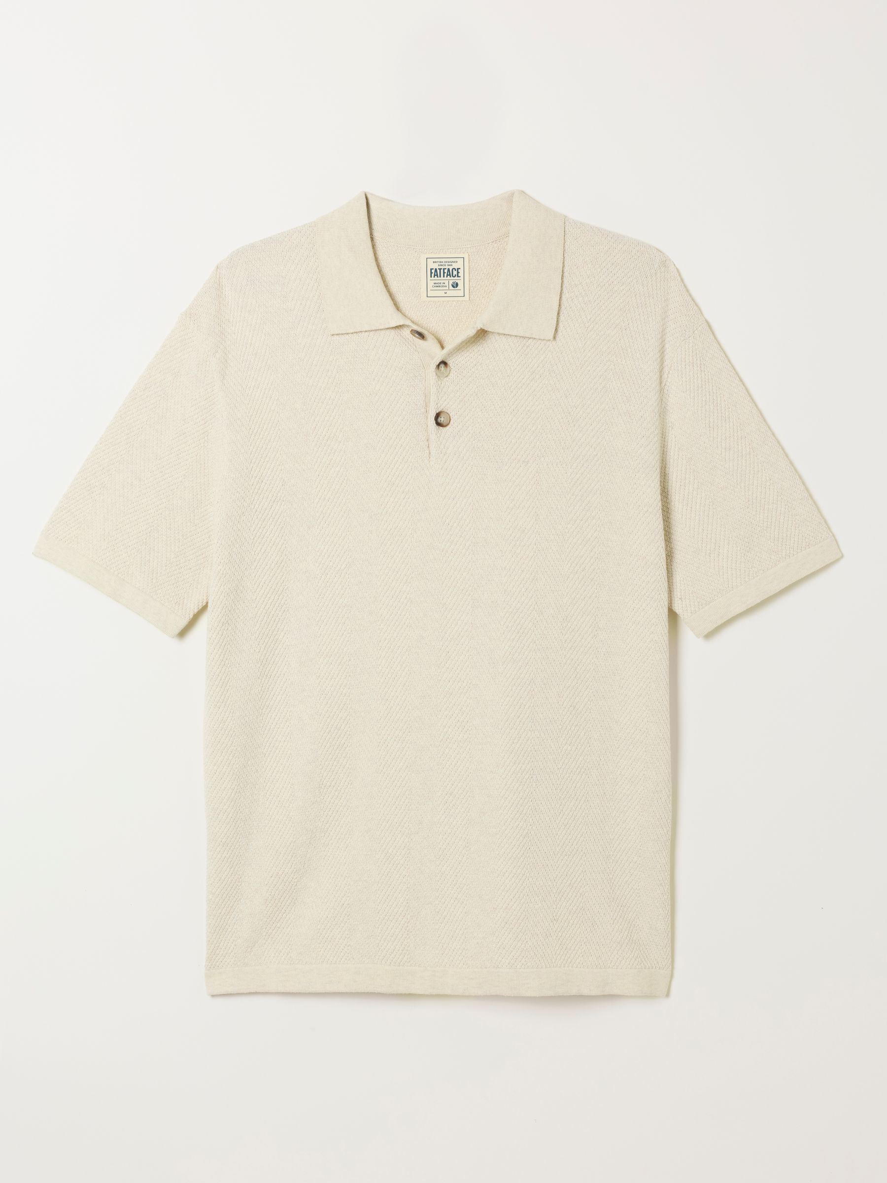 Portloe Natural Knitted Polo Shirt - Image 6 of 6