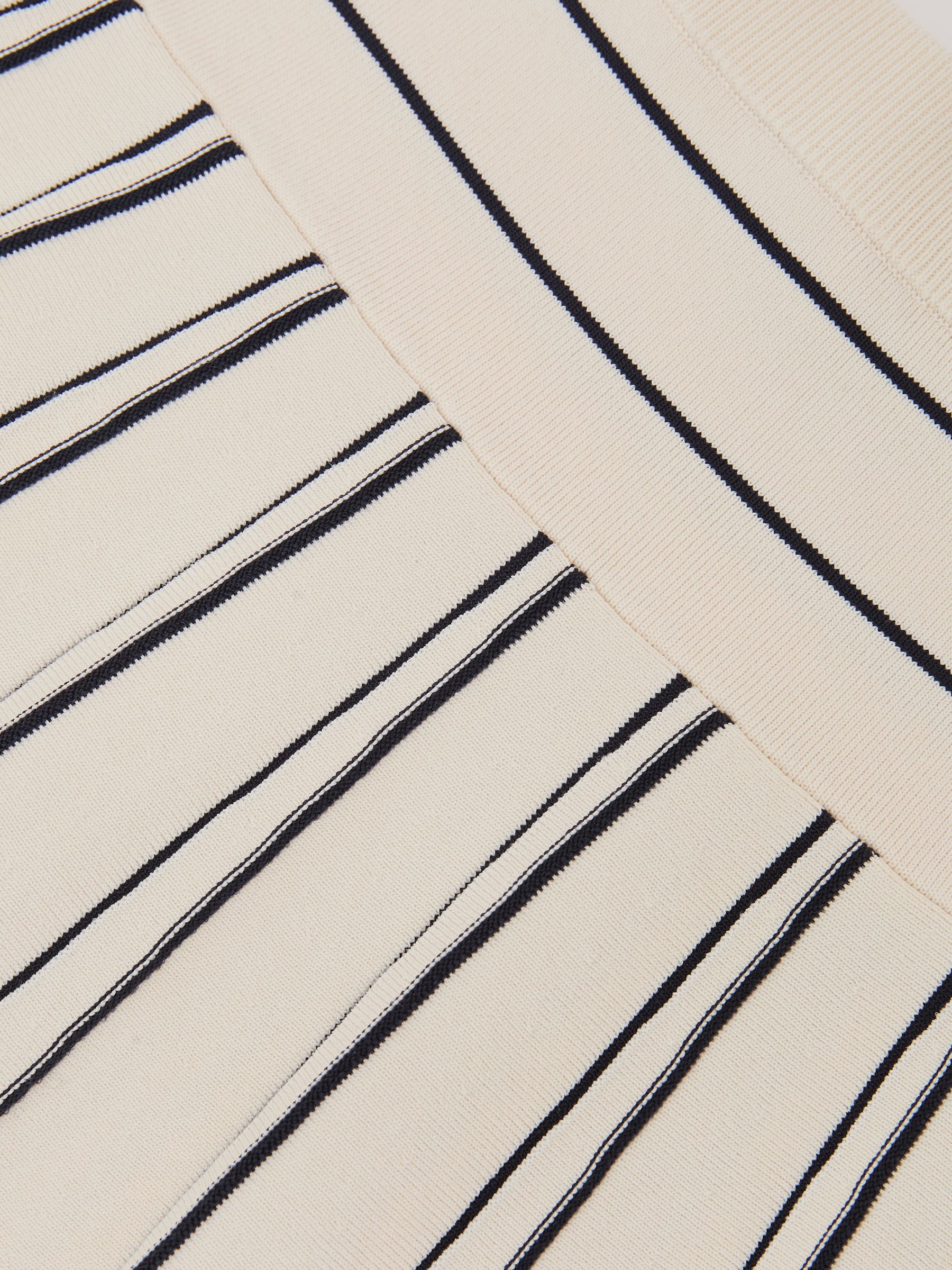 Knitted Stripe Pleated Skirt in Ivory/Navy - Image 4 of 4