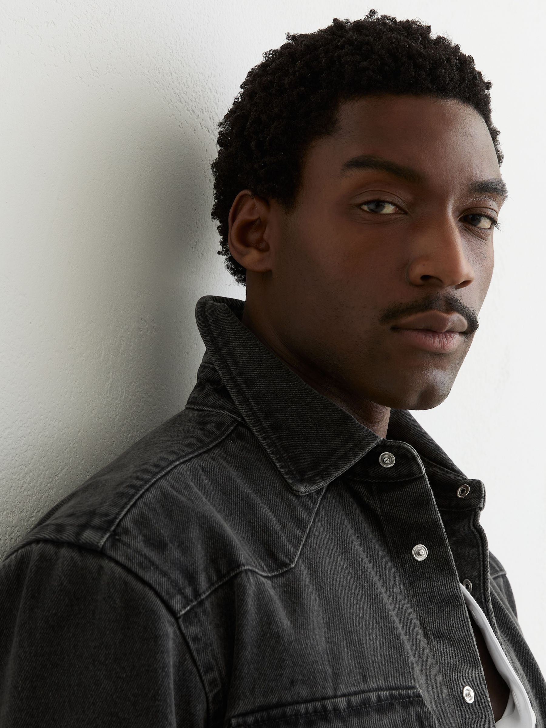 Washed Denim Western Overshirt in Washed Black - Image 6 of 8