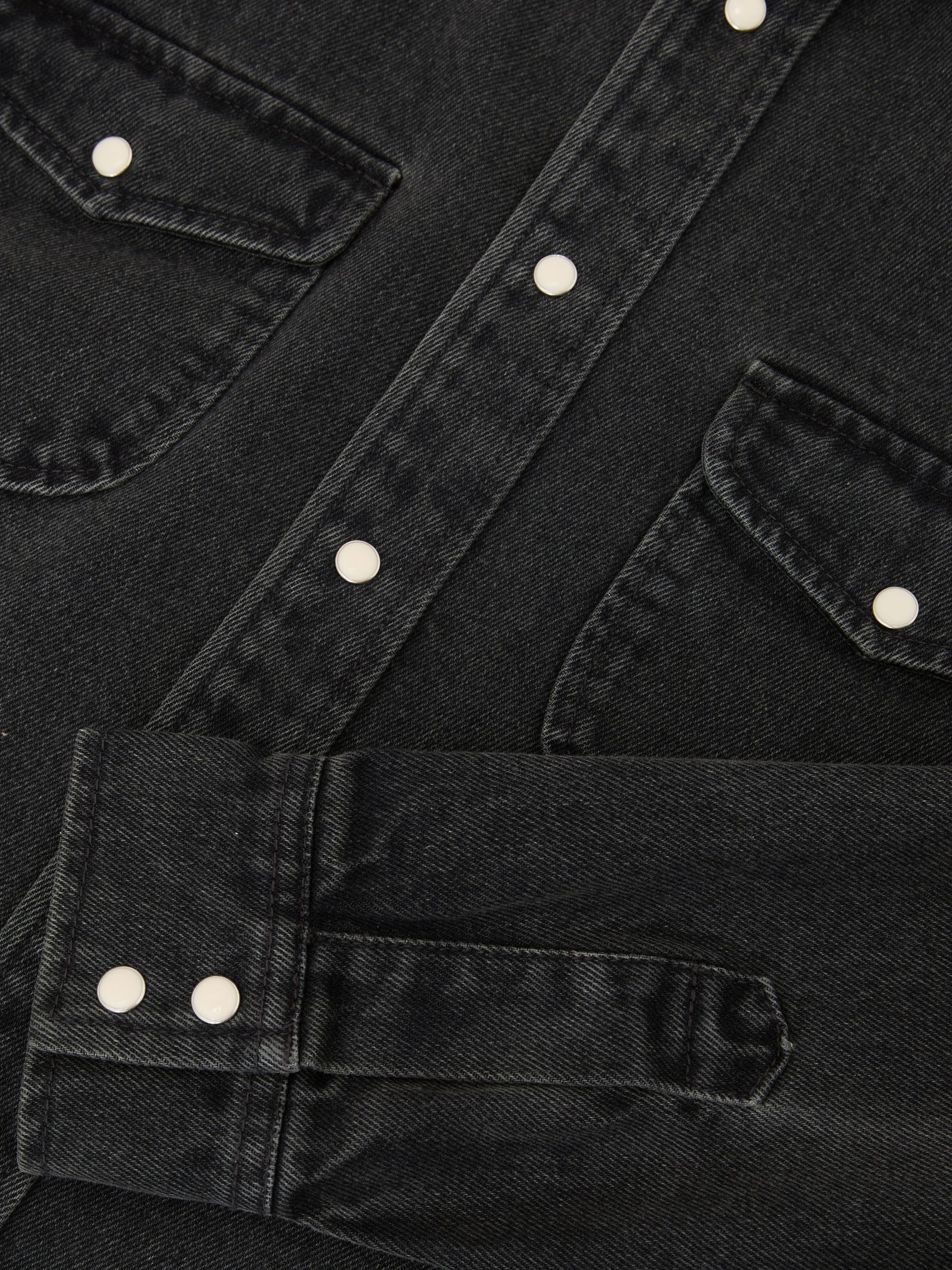 Washed Denim Western Overshirt in Washed Black - Image 8 of 8