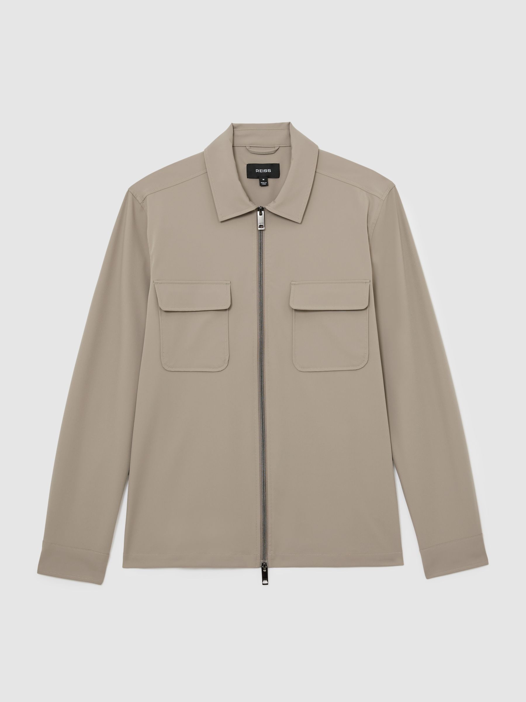 Technical Zip-Through Overshirt in Taupe Brown - image 1