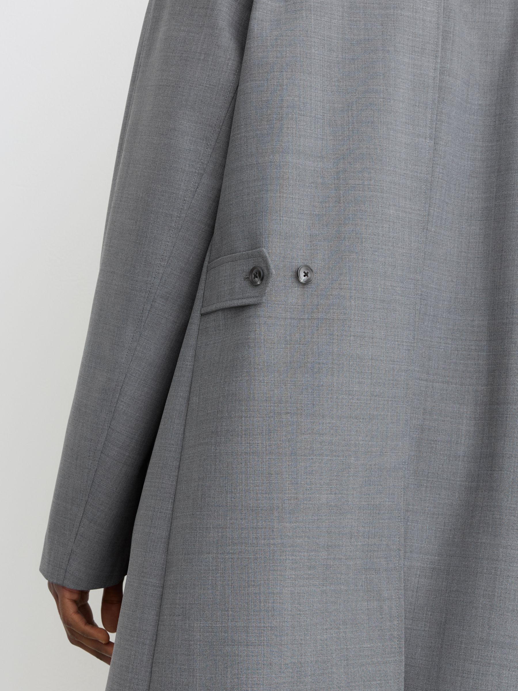 Single-Breasted Raglan Raincoat with Wool in Grey - Image 4 of 6