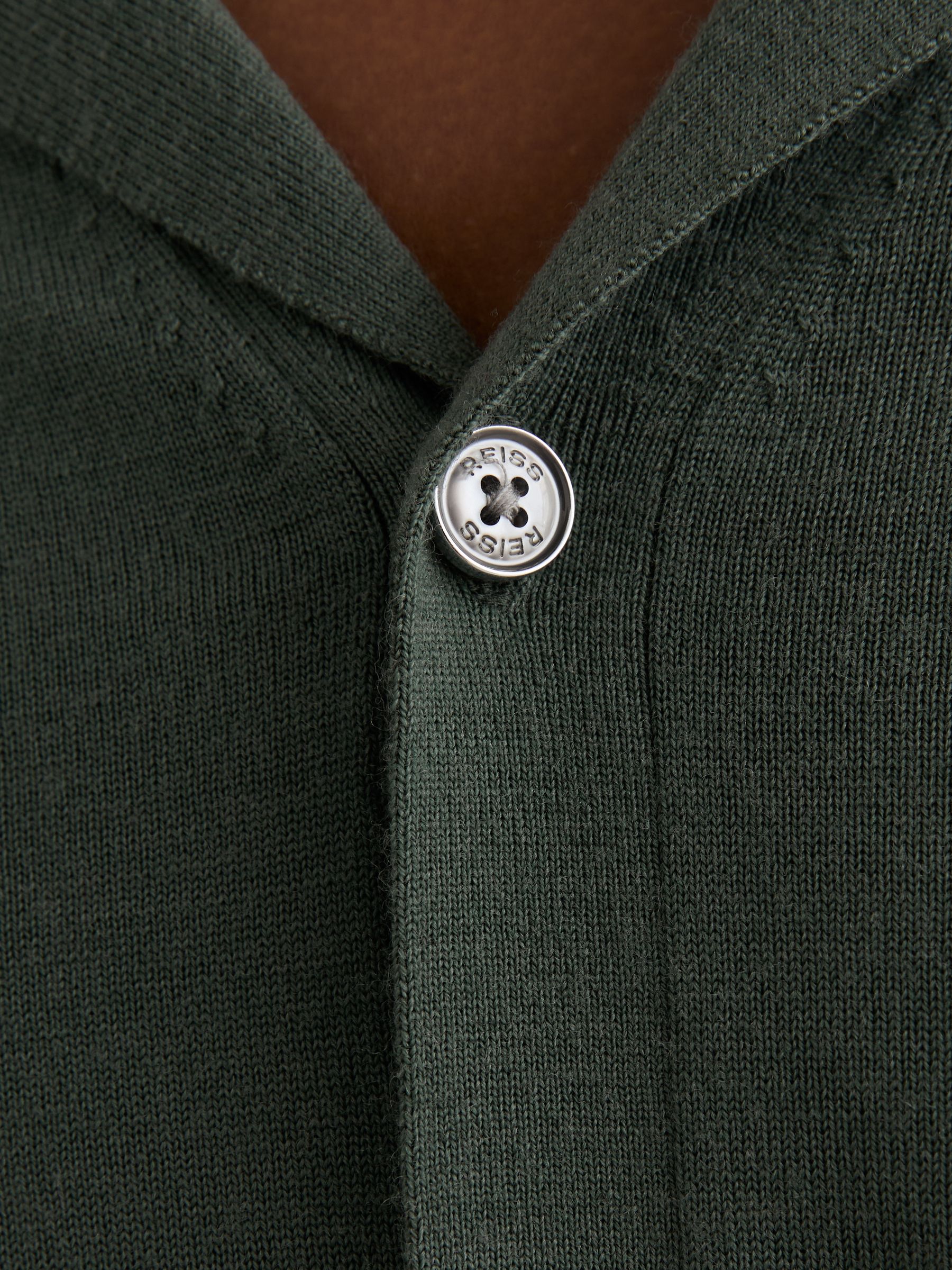 Merino Wool Cuban-Collar Shirt in Kale Green - Image 3 of 6