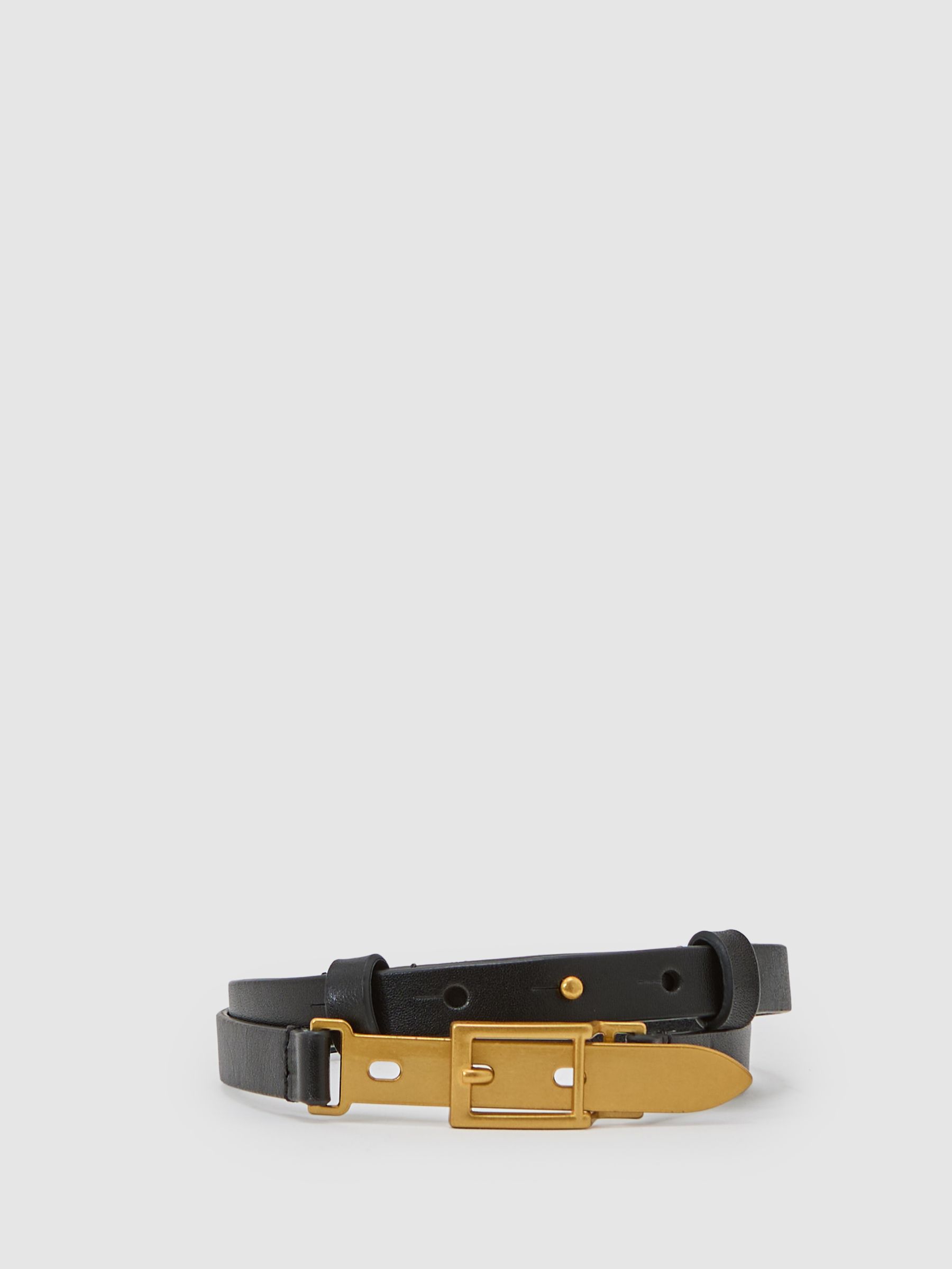 Leather Buckle-Hardware Belt in Black - image 1