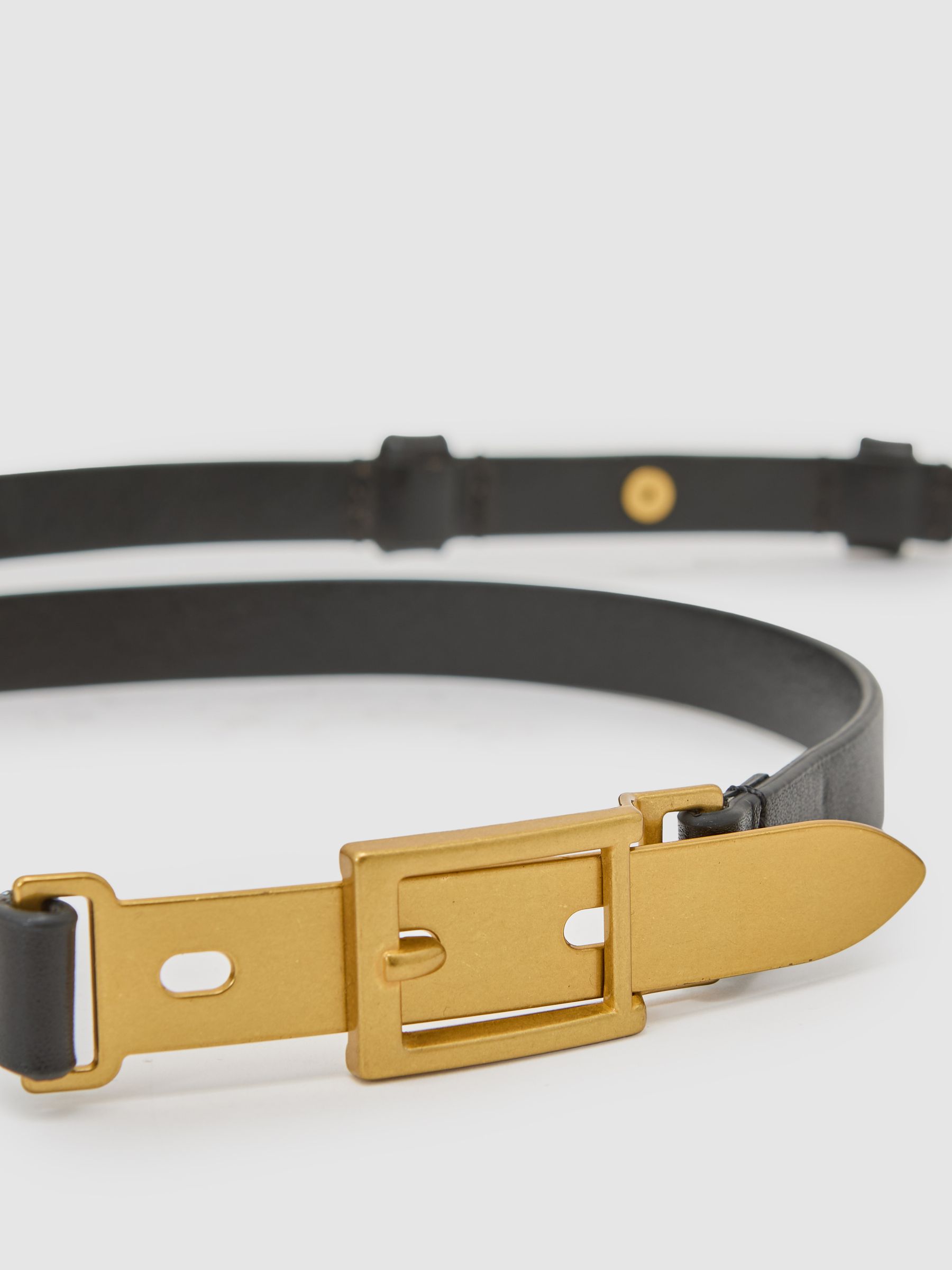 Leather Buckle-Hardware Belt in Black - image 4