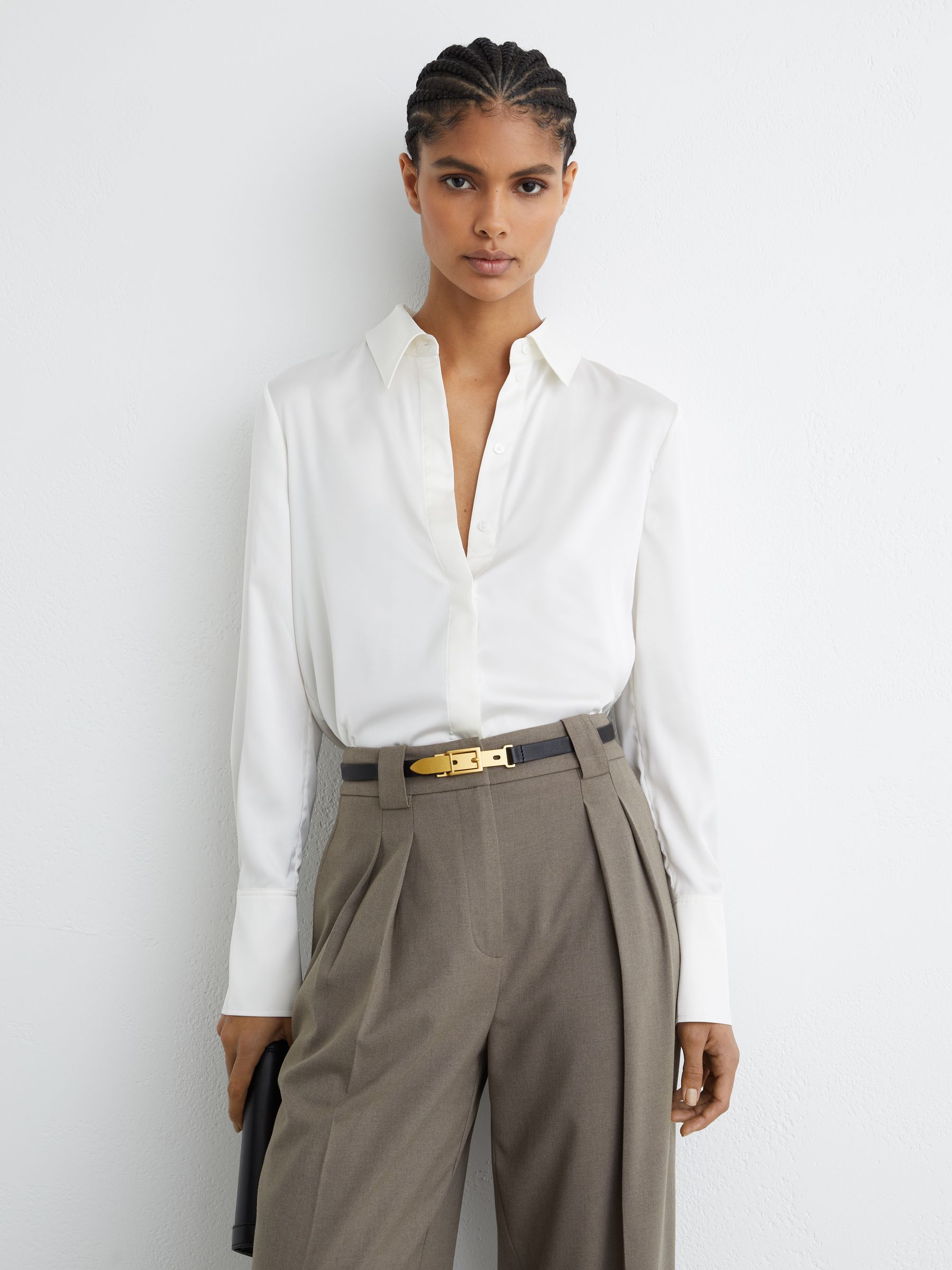 Leather Buckle-Hardware Belt in Black - image 2