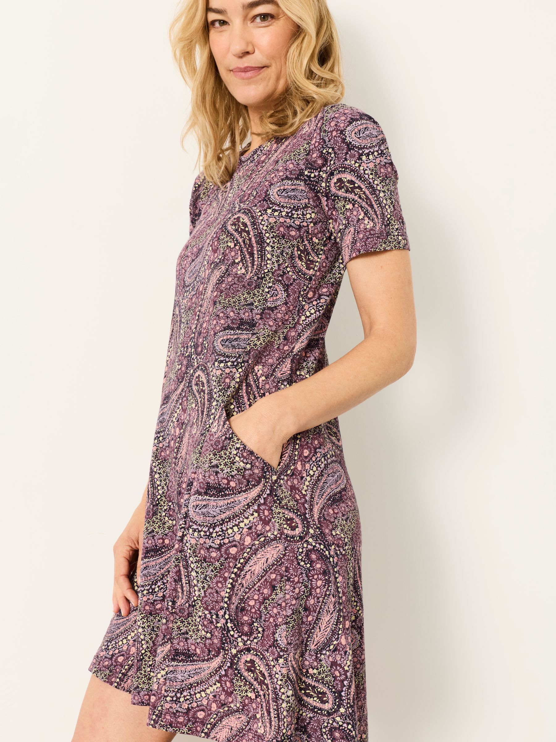Simone Purple Paisley Regular Jersey Dress - Image 2 of 6