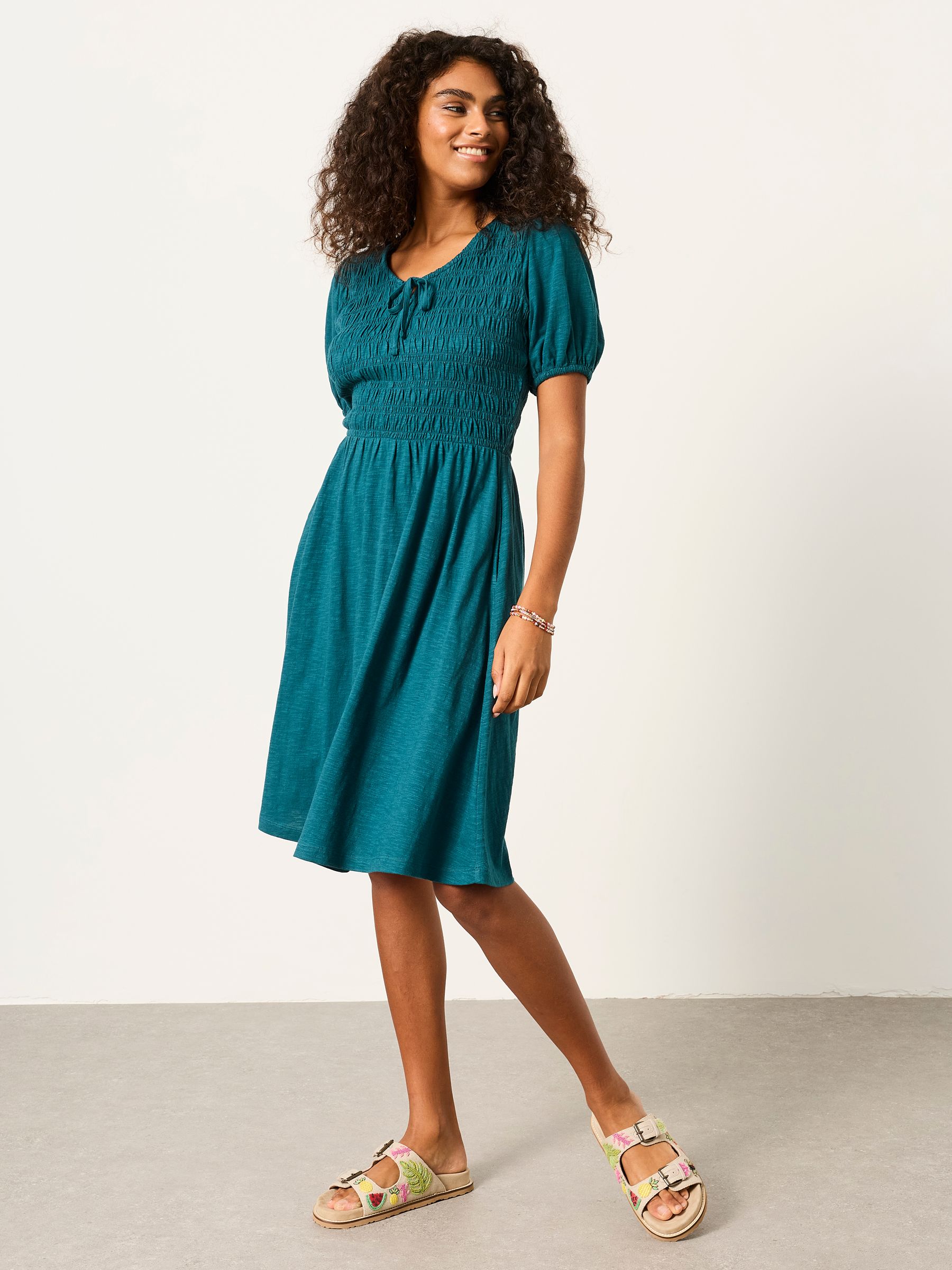 Fat Face - Teal Blue - Nora Teal Blue Regular Jersey Dress Fat Face - Teal Blue - Nora Teal Blue Regular Jersey Dress
