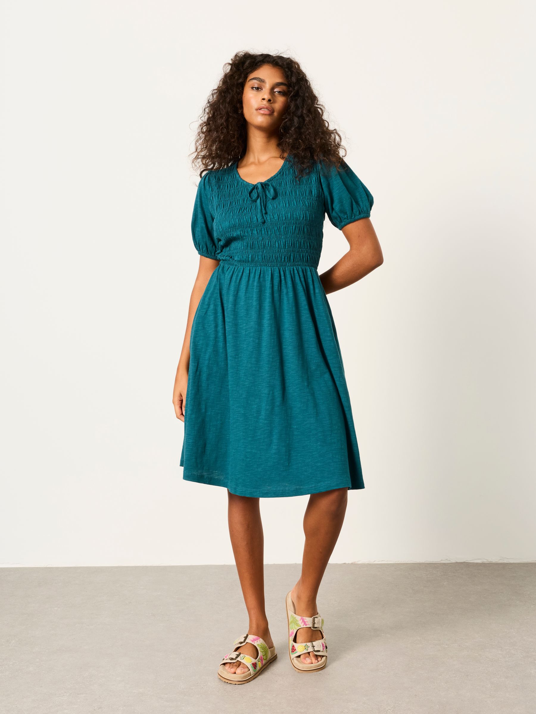 Nora Teal Blue Regular Jersey Dress - Image 4 of 5